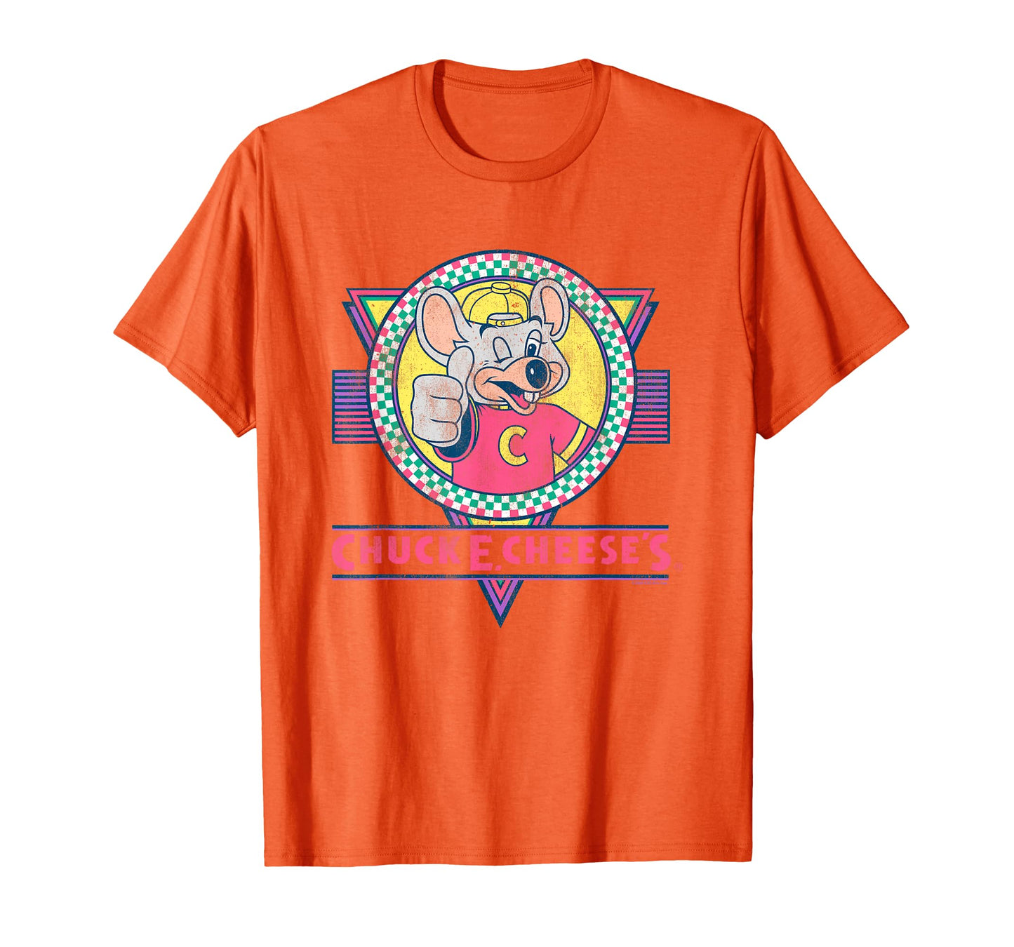 Chuck E. Cheese Winking Thumbs Up Logo Distressed T-Shirt