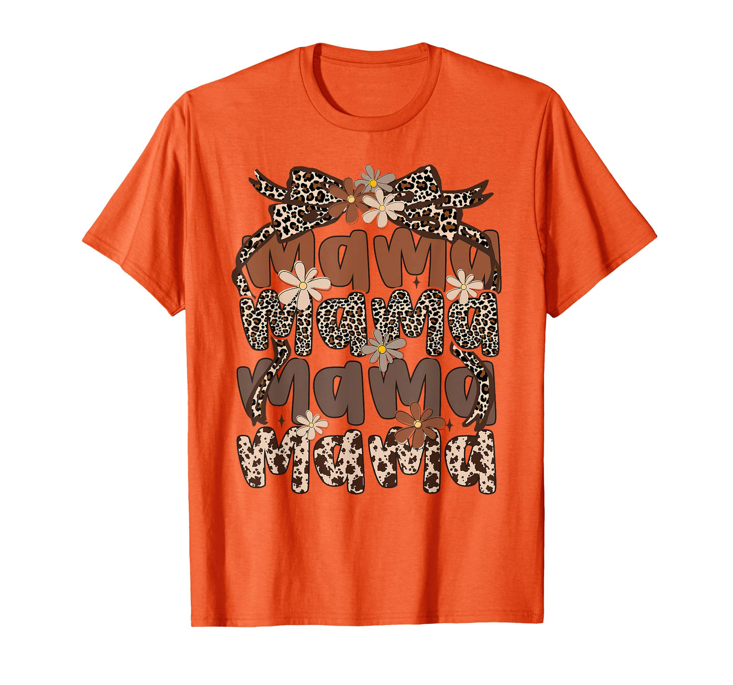 Retro Leopard Mama Cute Mom Retro Coquette Bow Mother's Day T-Shirt