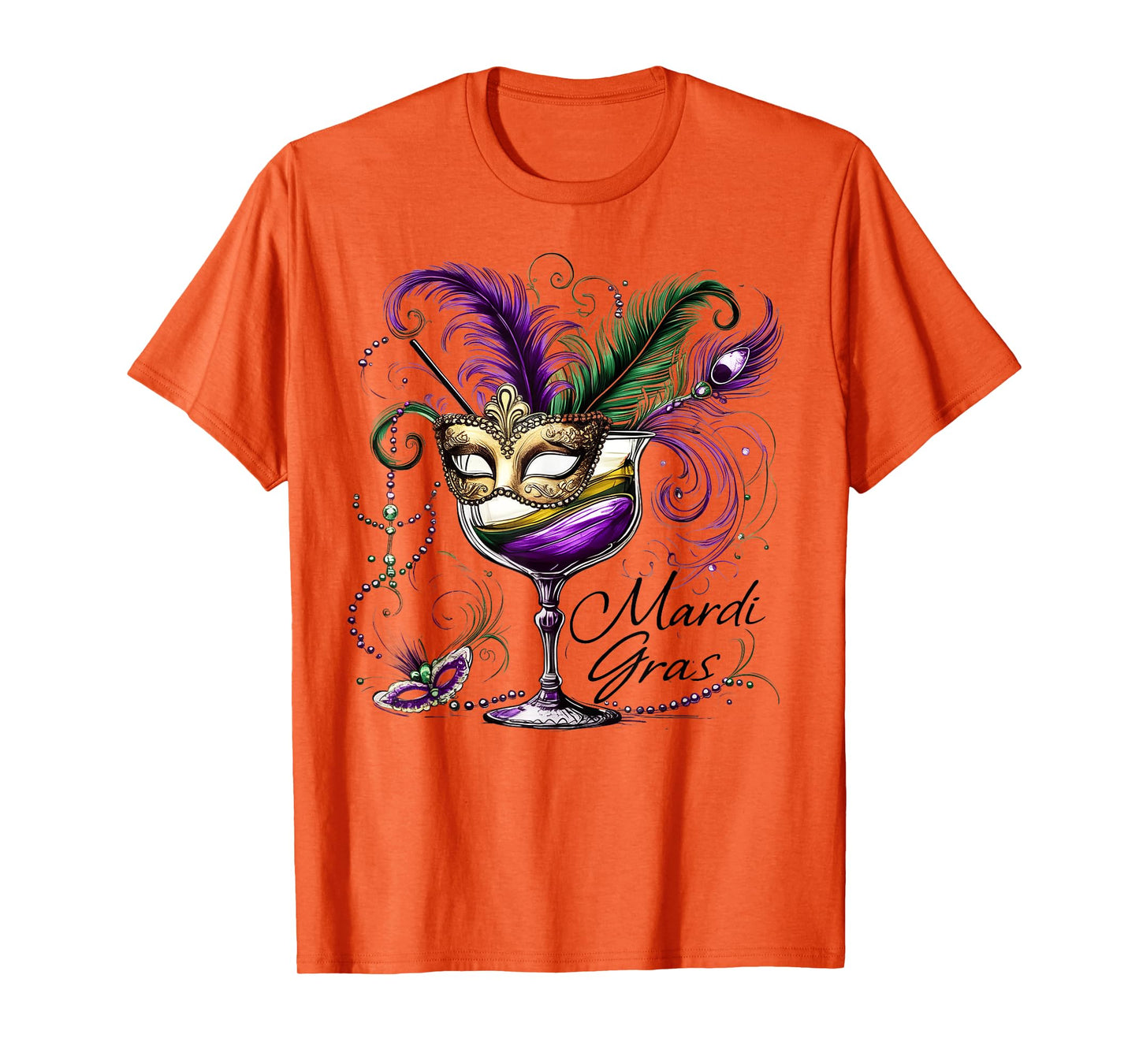 Mardi Gras Glass Of Wine Drinking Team Masked Wine Festival T-Shirt