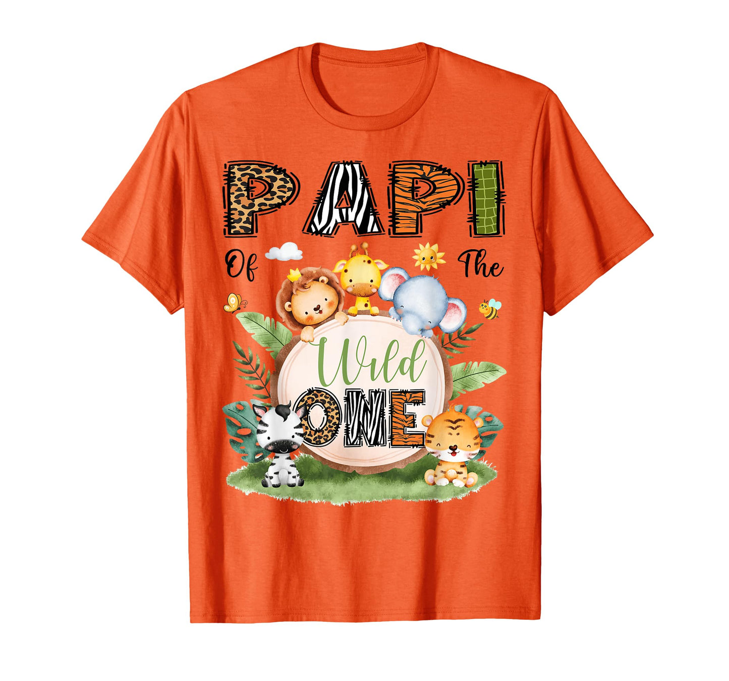 Papi Of The Wild One 1St Bday Boy Safari Woodland T-Shirt
