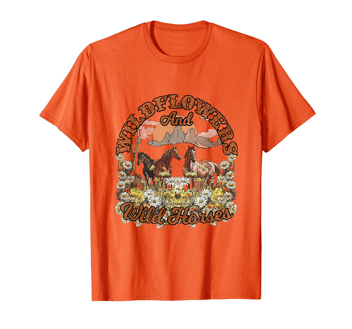 Wildflowers and Wild Horses Nature Beauty Country Outdoors T-Shirt