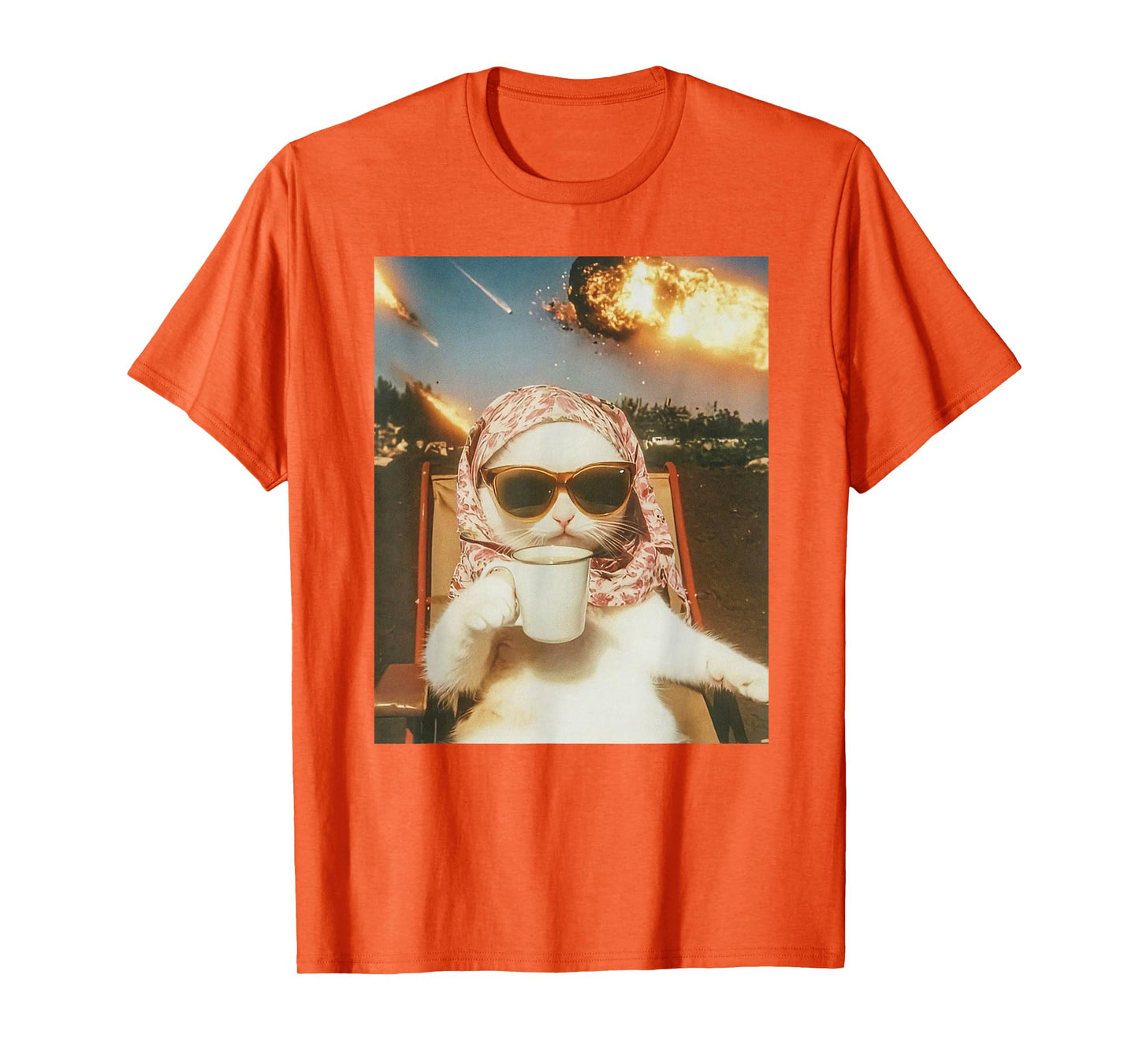 Vintage Chilling Cat with Coffee Cup T-Shirt