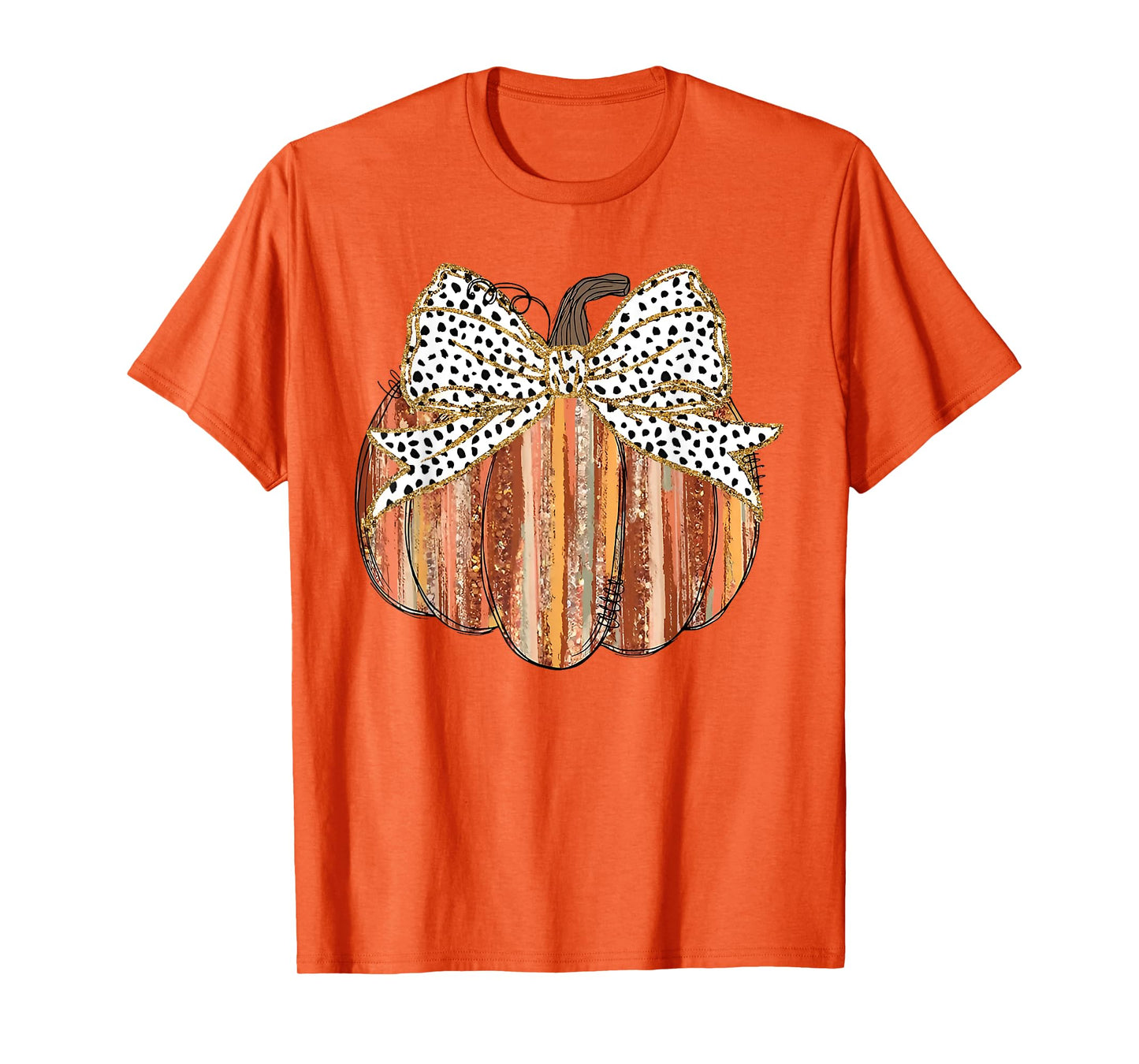 Coquette Bow Pumpkin Season Autumn Fall Leaves Thanksgiving T-Shirt