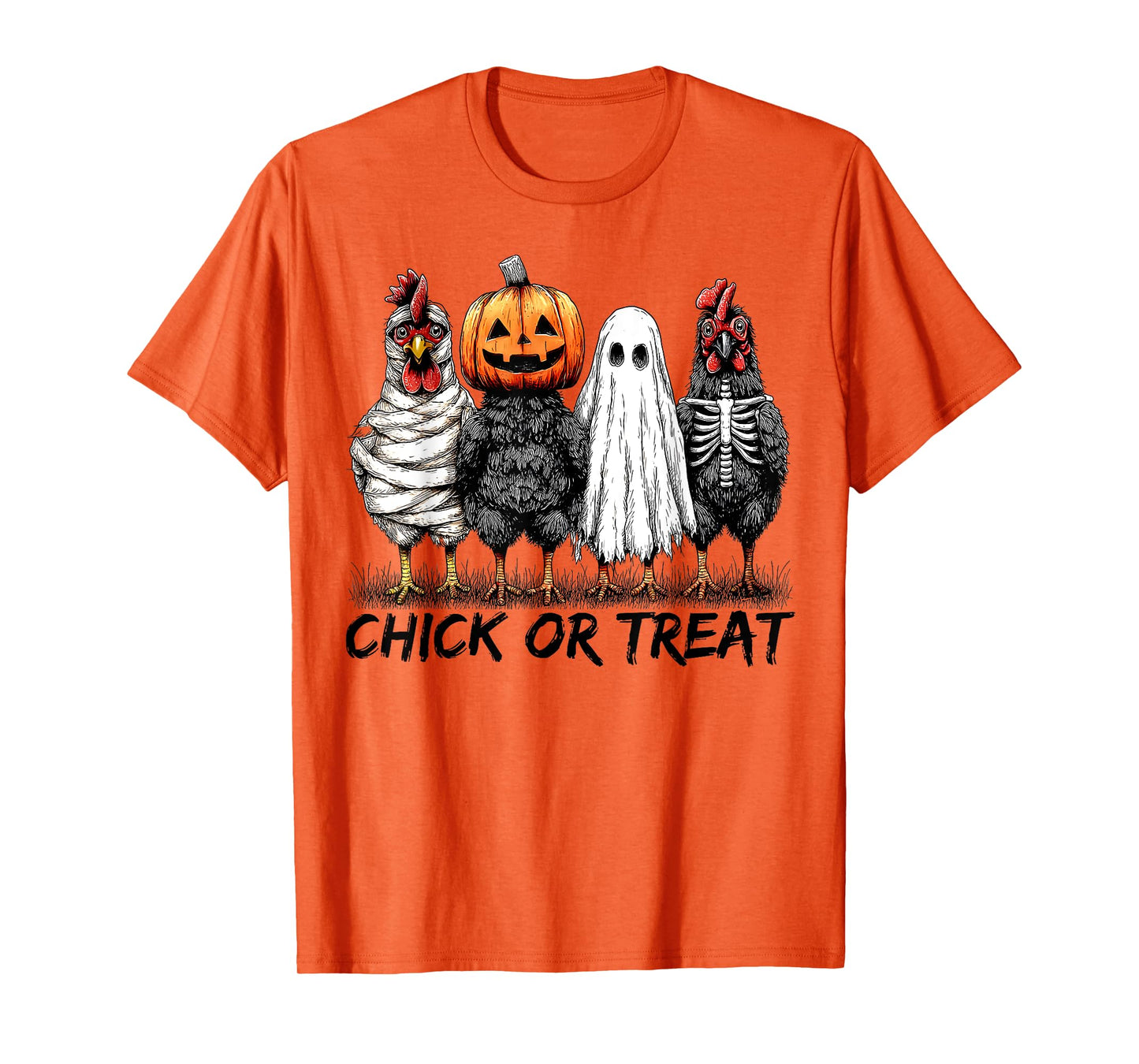 Chick Or Treat Halloween Pumpkin Ghost Spooky Funny Chicken T-Shirt
