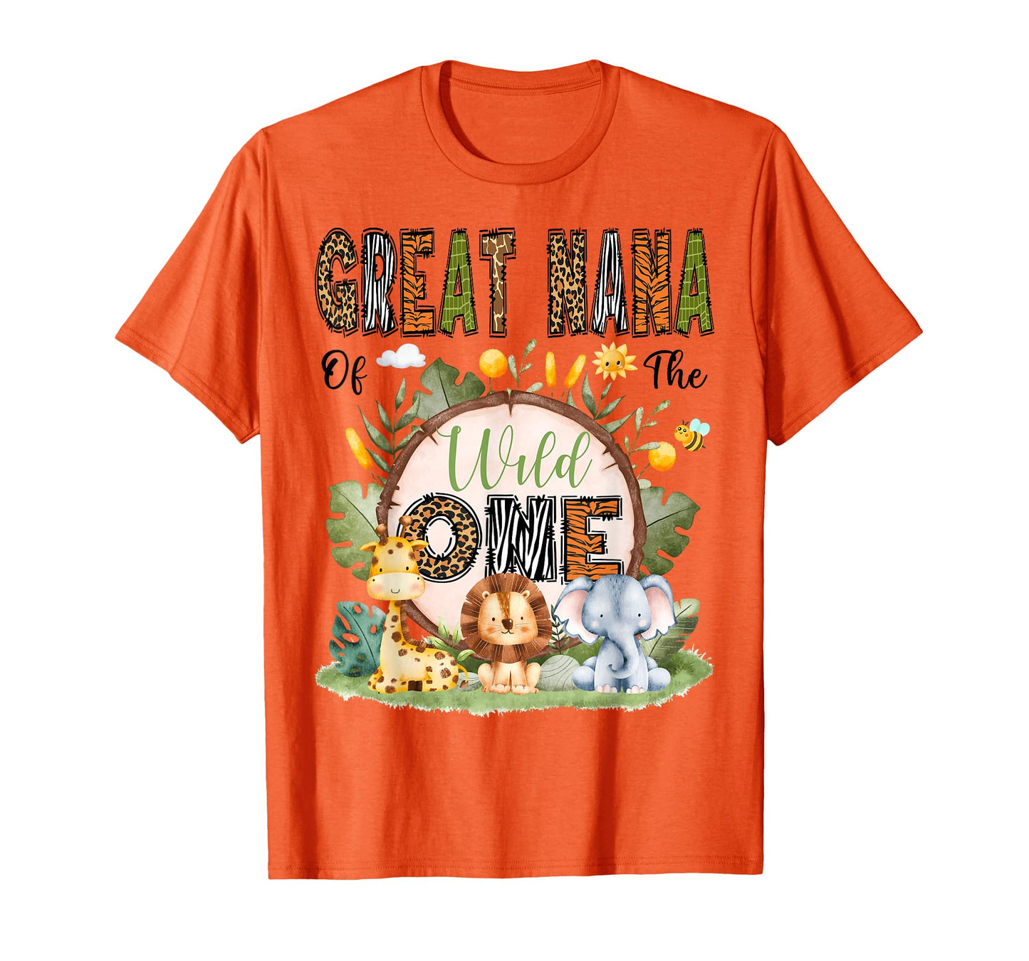 Great Nana Of The Wild One 1St Birthday Boy Safari Jungle T-Shirt