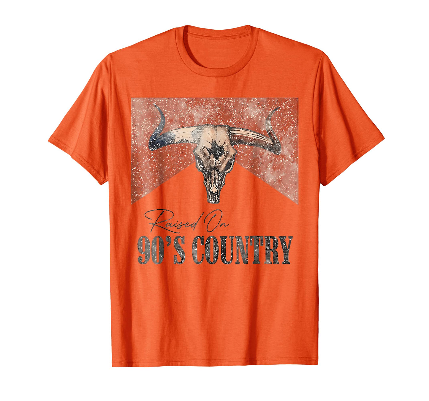 Vintage Western Bull Skull Raised On 90's Country Music T-Shirt