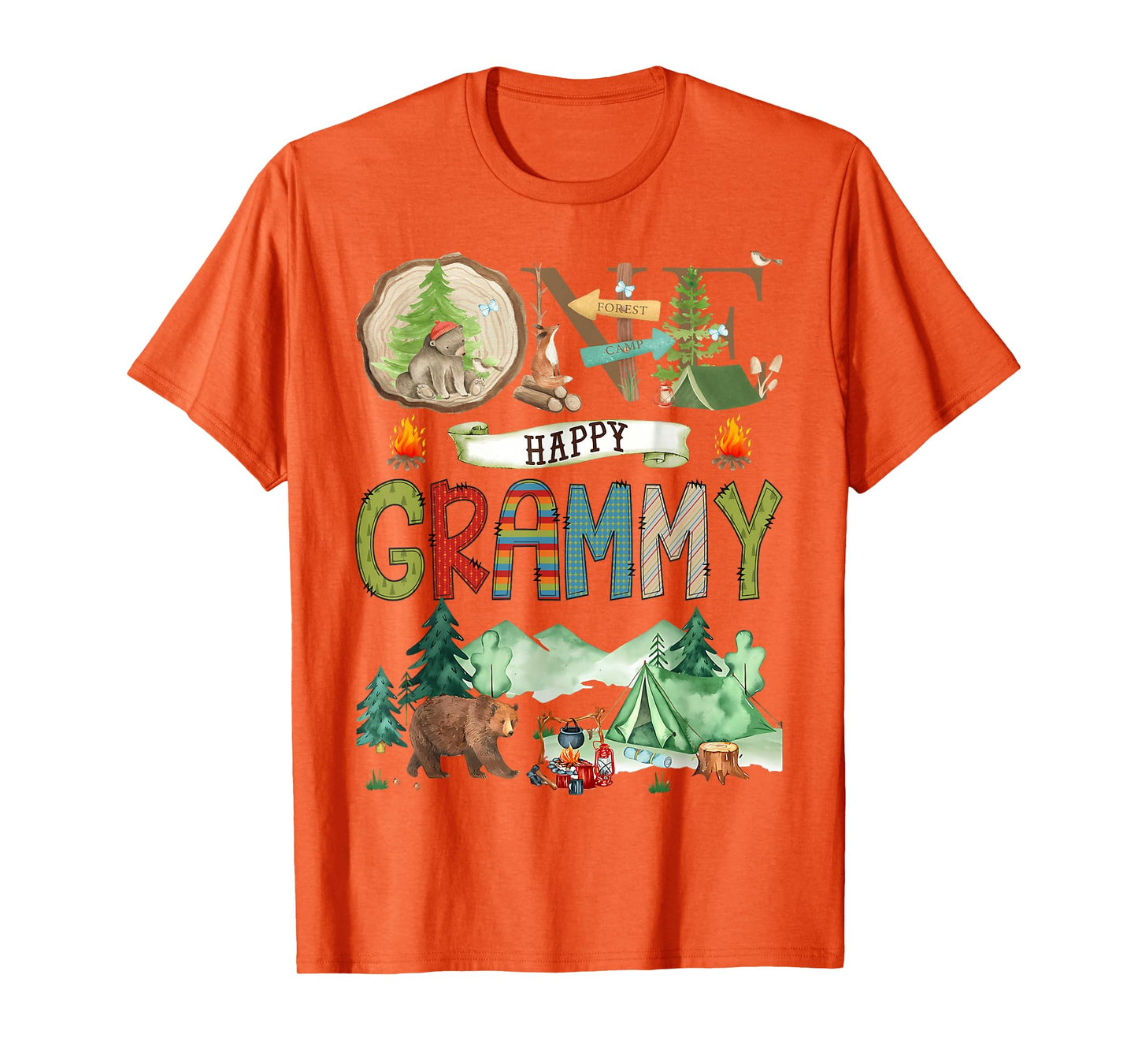 One Happy Grammy Camper 1St Birthday Camping Bear T-Shirt
