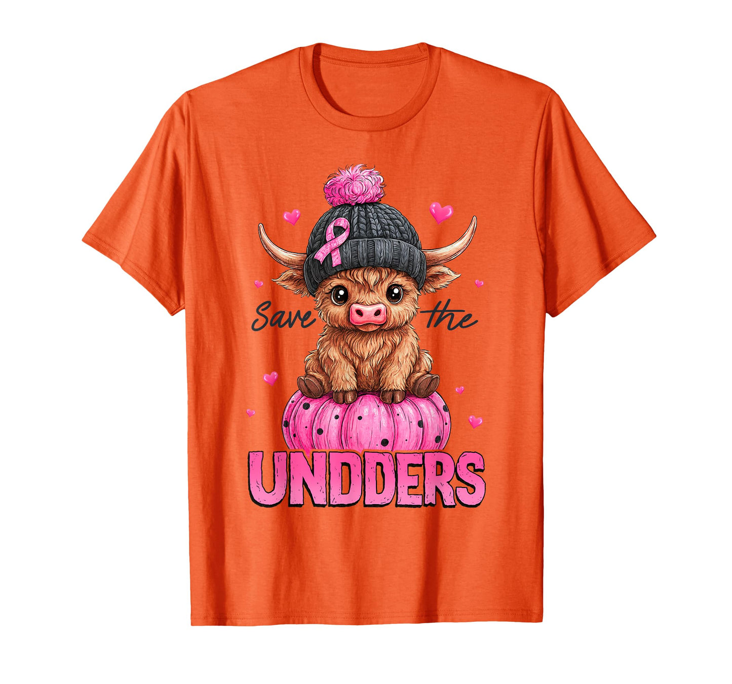Save The Udders Highland Cow Pink Breast Cancer Awareness T-Shirt