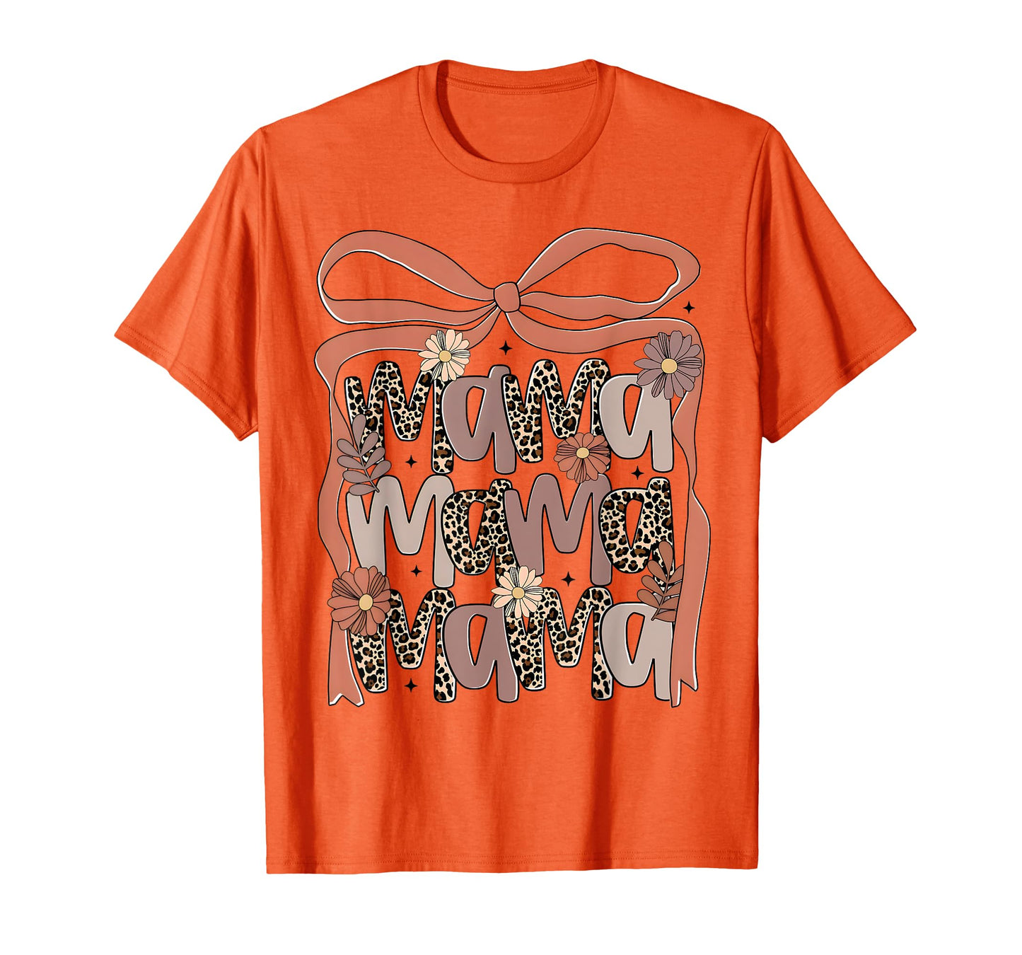 Leopard Mama Flower Coquette Boho Floral Mama Mothers Day T-Shirt
