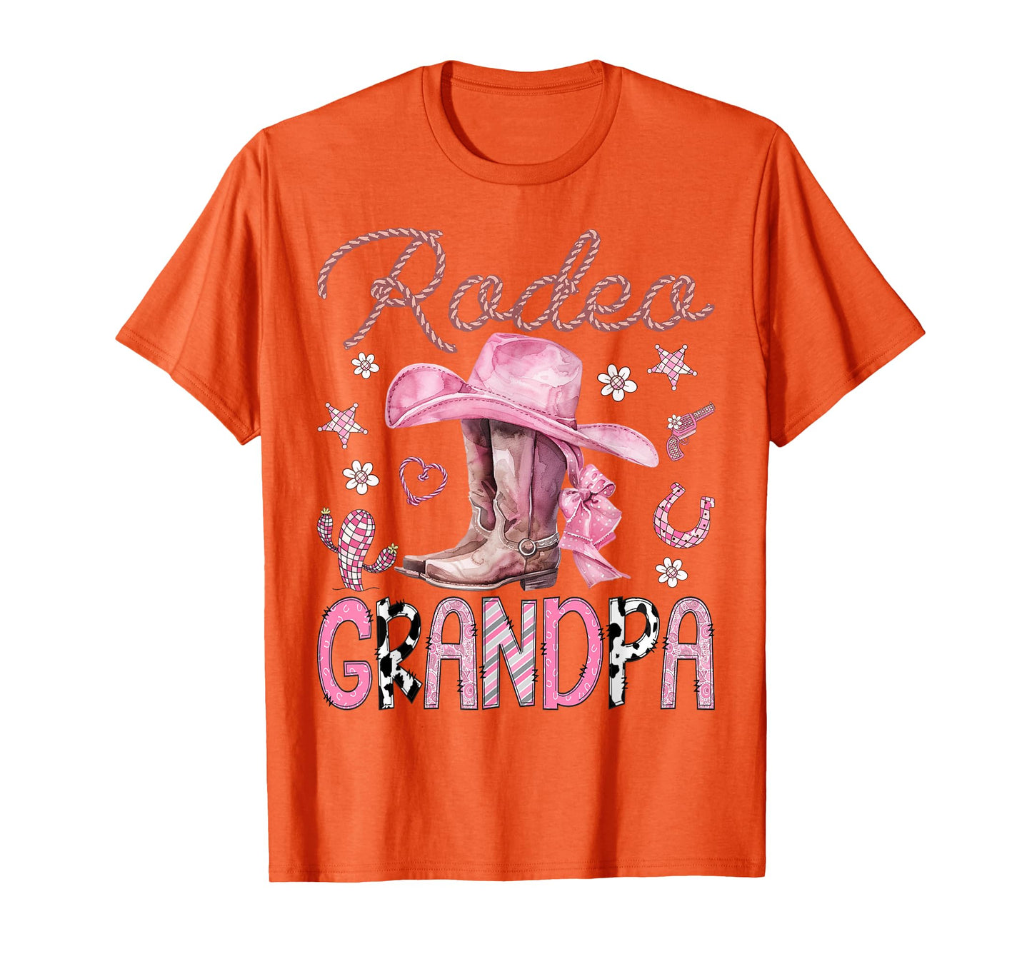 Rodeo Grandpa Pink CowGirl Coquette Boots Birthday Girl T-Shirt