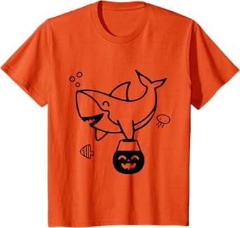 Kids Halloween Pumpkin Shark Toddler Boy Trick or Treat Baby T-Shirt