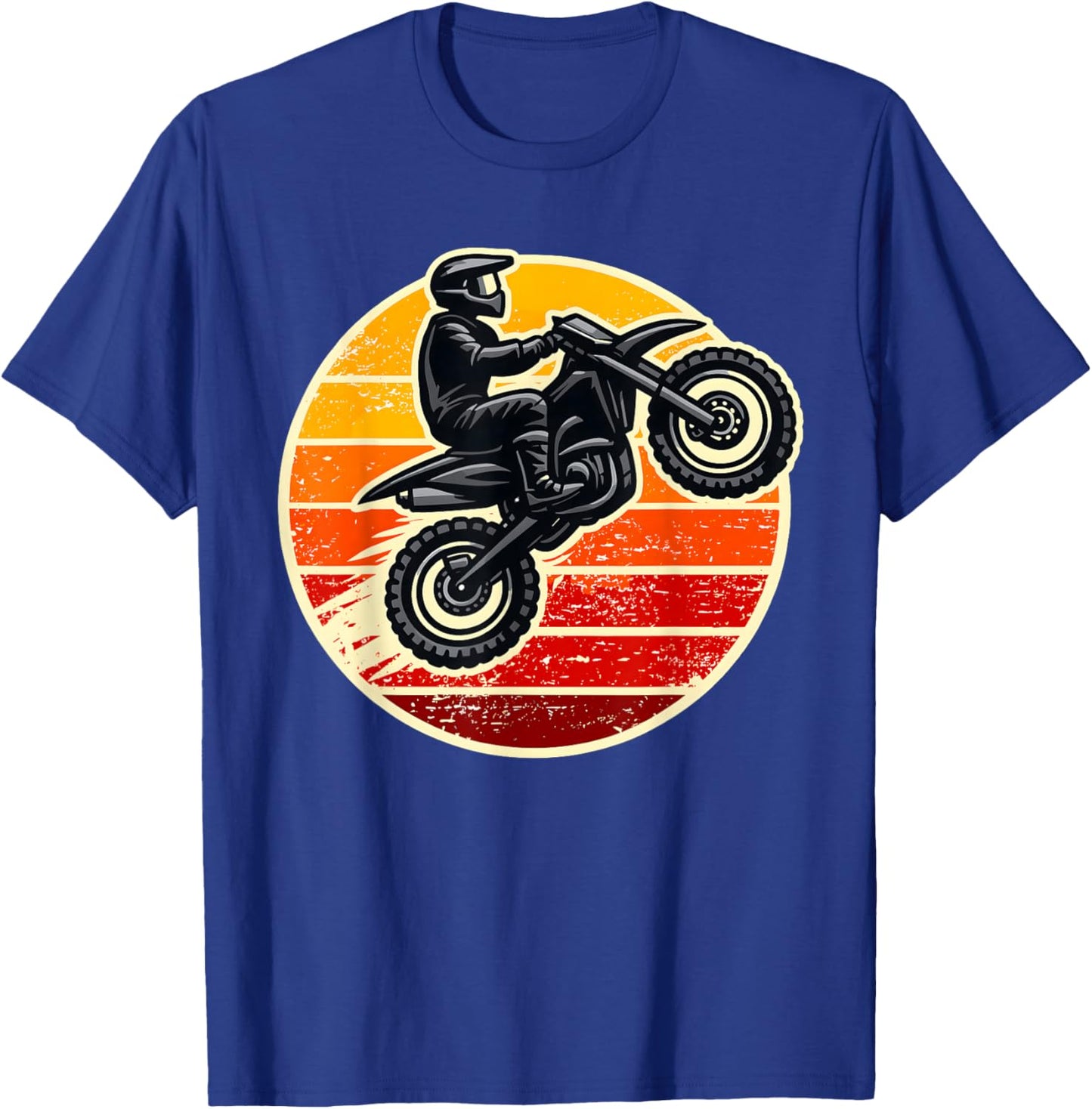 Dirt Bike Sunset Motocross Men Women Kids Girls Boys T-Shirt - T-Shirt | Royal