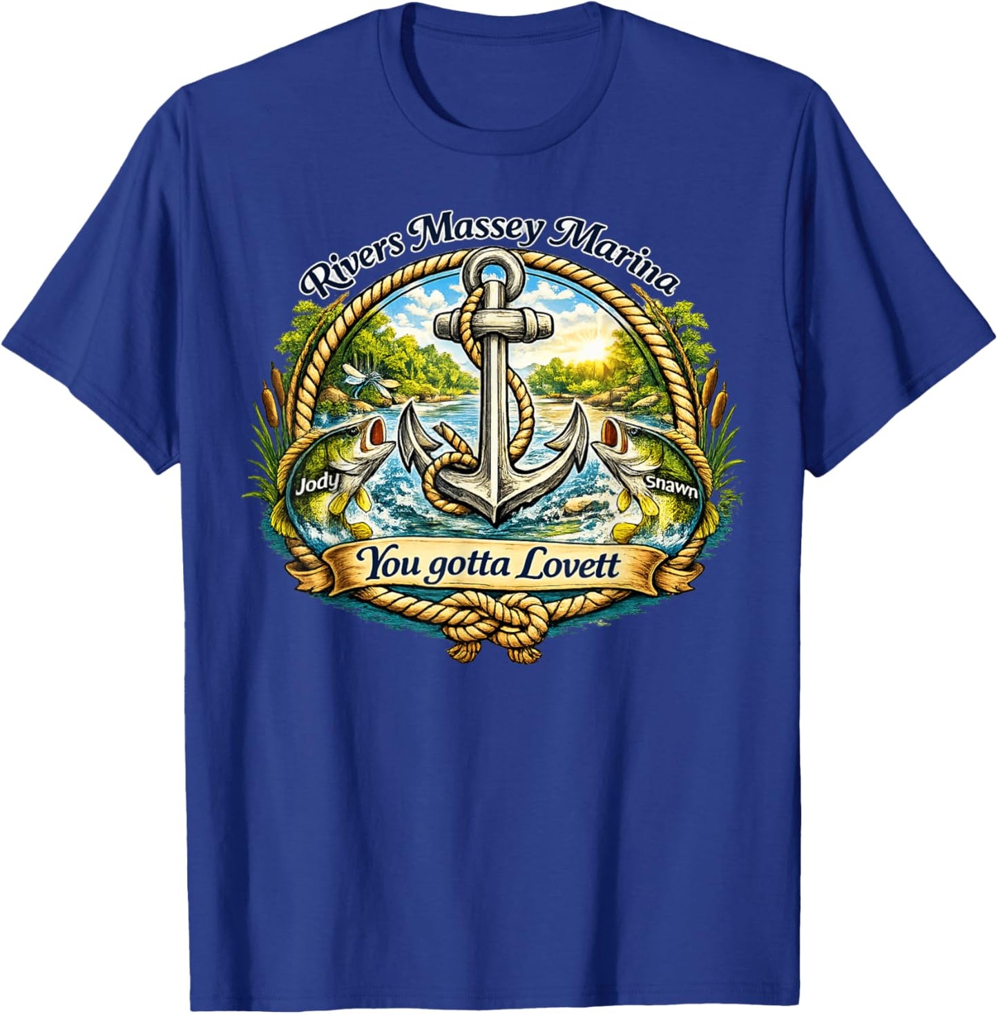 Rivers Massey Marina – Jody & Shawn Bass Logo T-Shirt - T-Shirt | Royal