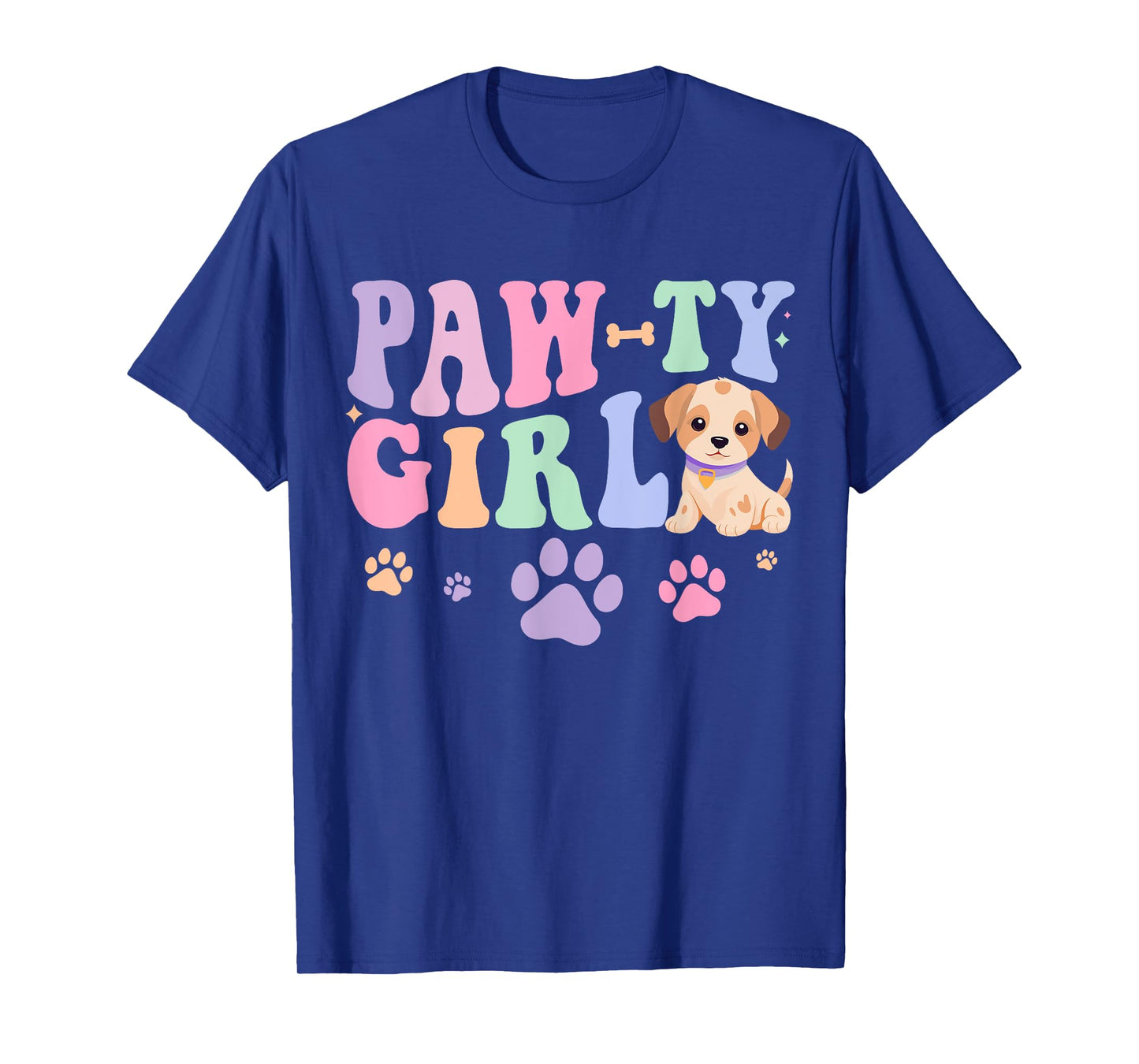 Let's Pawty Girl Birthday Dog Puppy Party Girl Kids Birthday T-Shirt