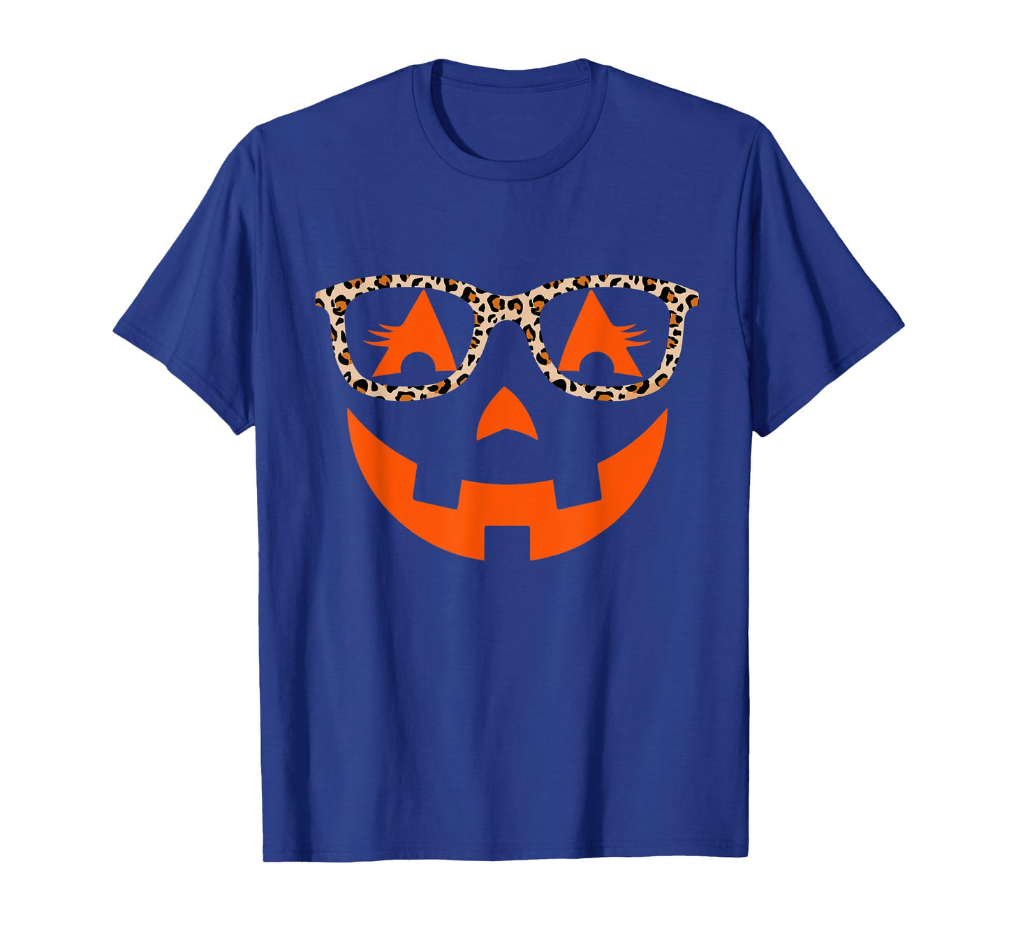 Jack O Lantern With Glasses Shirt Women Halloween Leopard T-Shirt