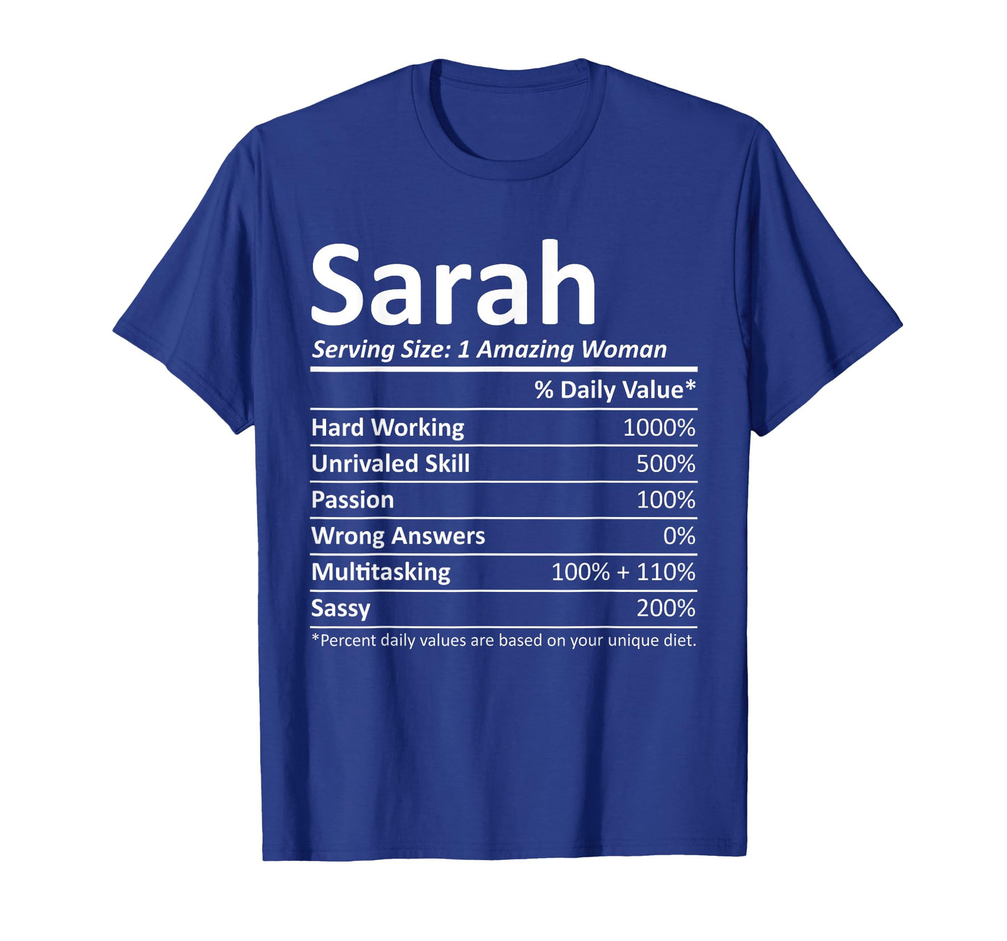 SARAH Nutrition Personalized Name Funny Christmas Gift Idea T-Shirt
