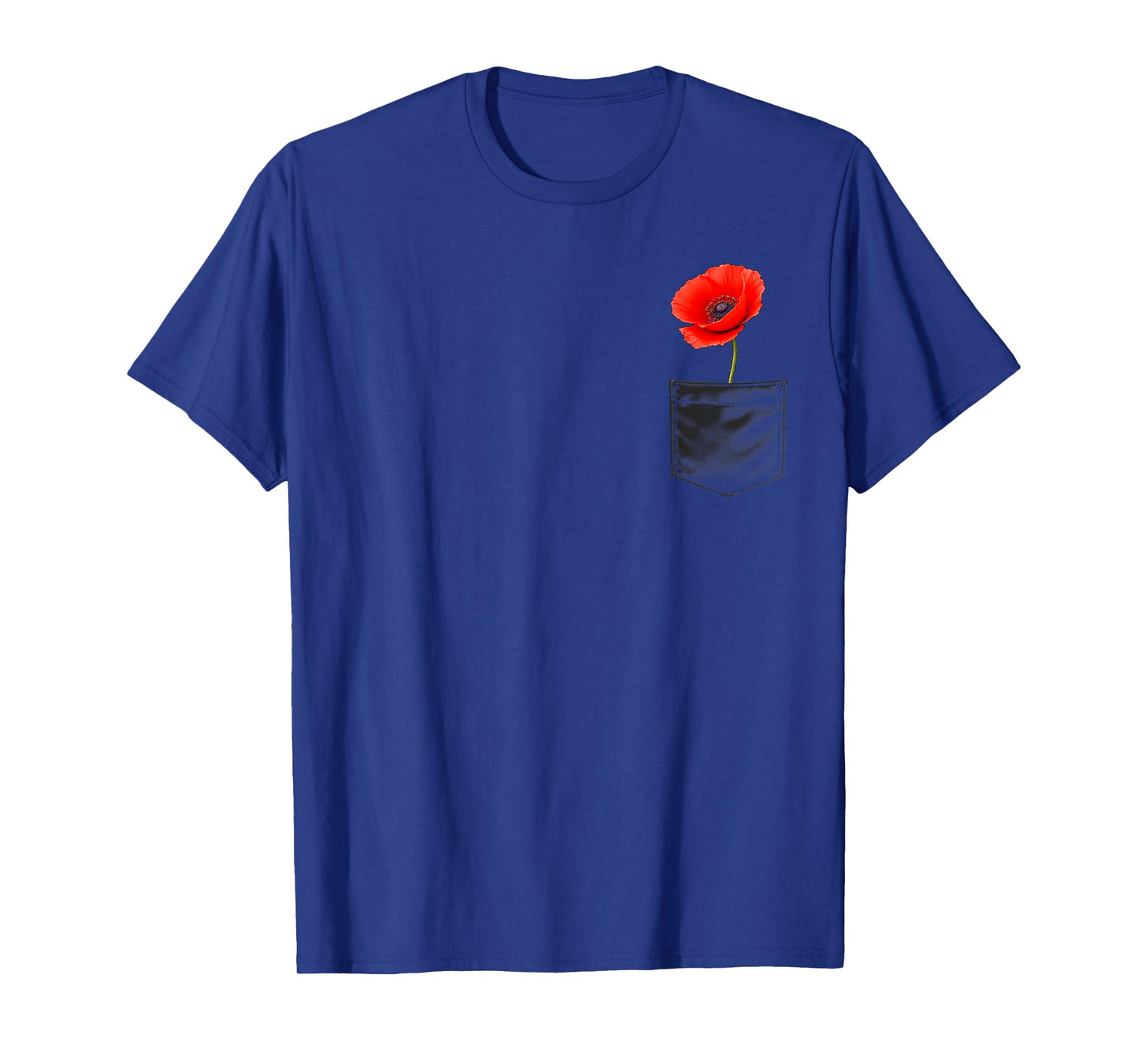 Cute Red Poppy Flower in Pocket Memorial Day USA Memorial T-Shirt