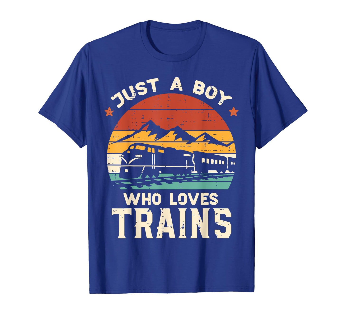 Boy Who Loves Trains Retro Locomotive Boys Kids Toddler Men T-Shirt