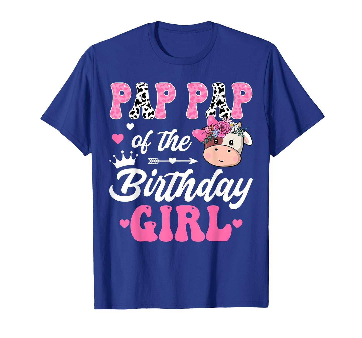 Pap Pap Of The Birthday Girl Farm Cow 1St Birthday Girl T-Shirt