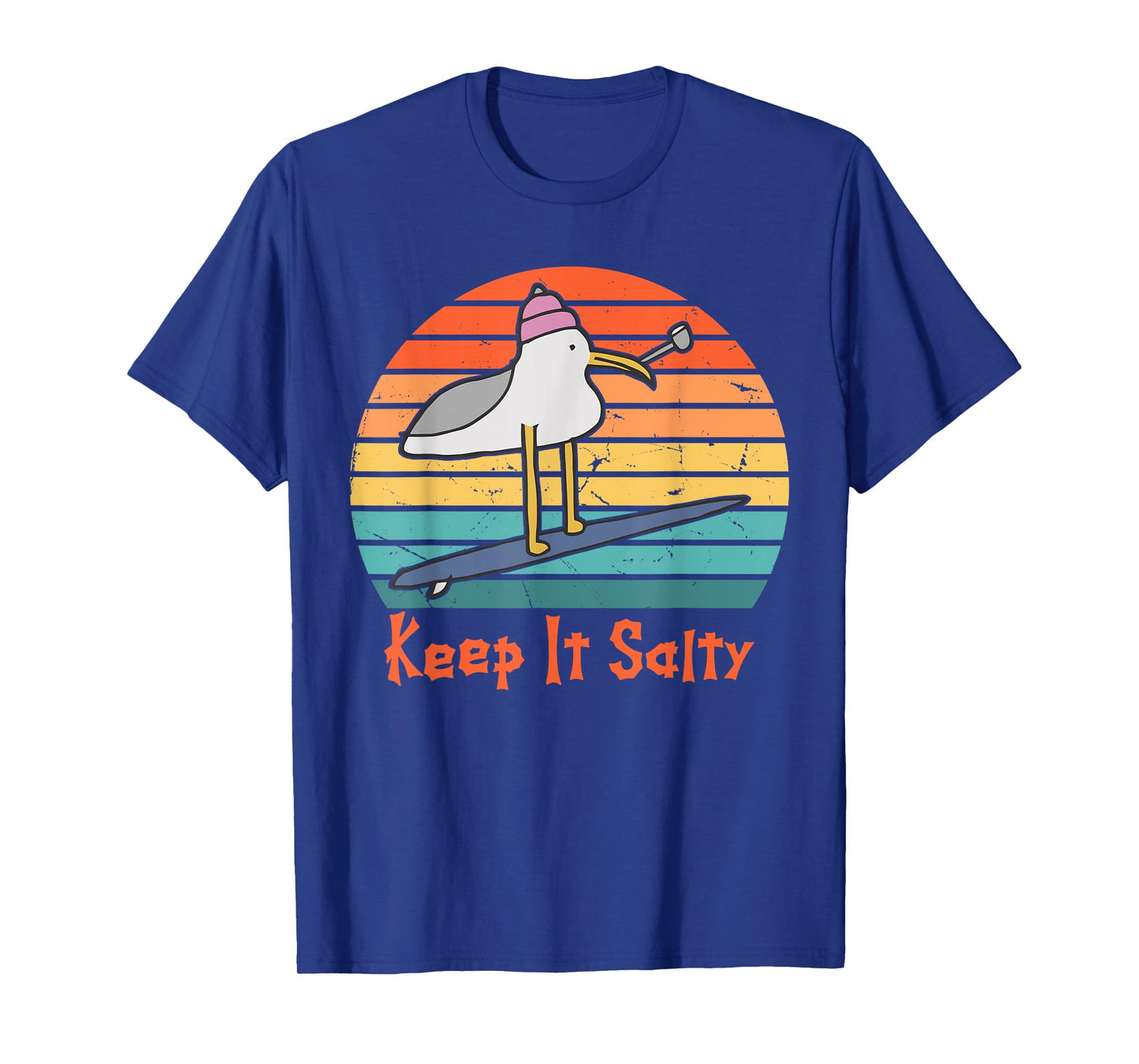 Keep It Salty Vintage Sunset Seagull Lover Funny Quote T-Shirt