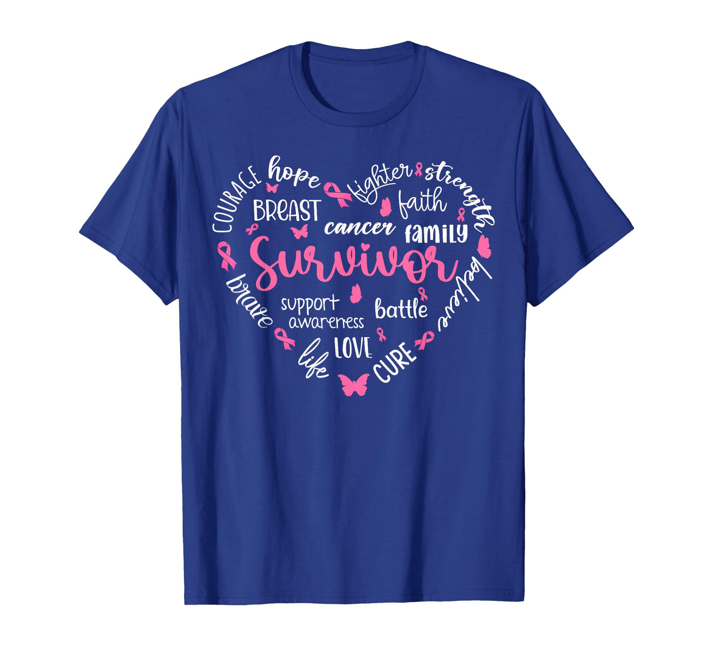 Pink Ribbon Heart Breast Cancer Awareness Survivor Warrior T-Shirt