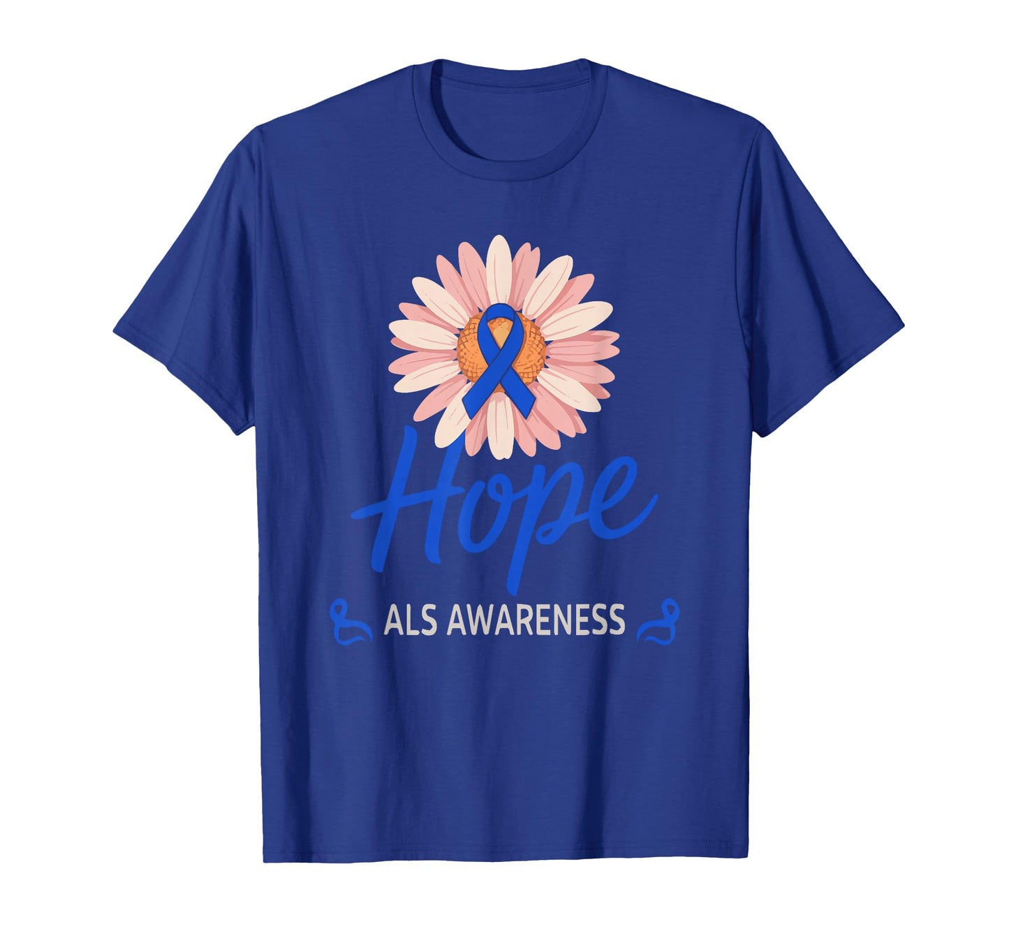 ALS Awareness Month Blue Sunflower Ribbon ALS Warrior T-Shirt
