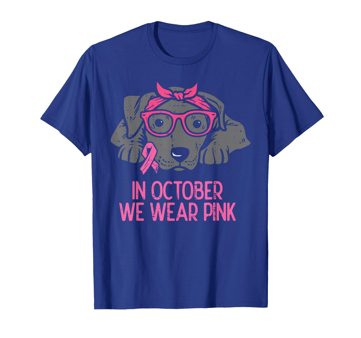 In October We Wear Pink Pitbull Dog Breast Cancer Awareness T-Shirt