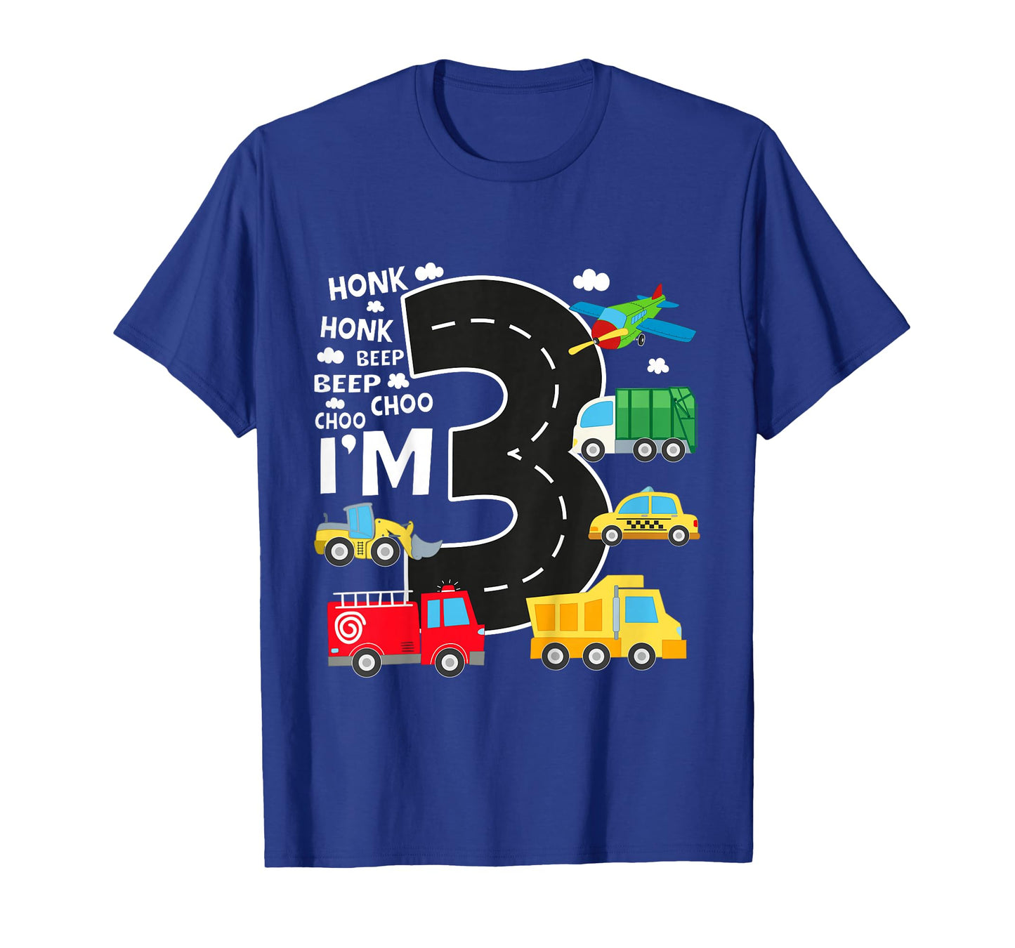 Kids 3rd Birthday 3 Year Old Transportation Toddler Boy Car Truck T-Shirt