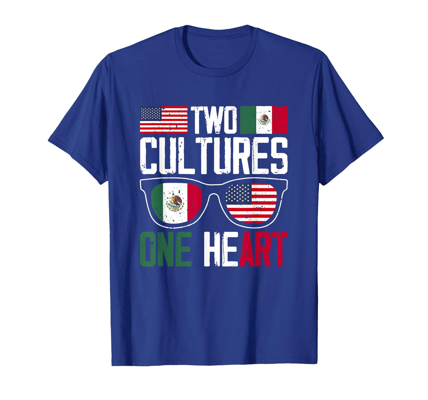 Two Cultures One Heart Mexico Usa America Mexican American T-Shirt