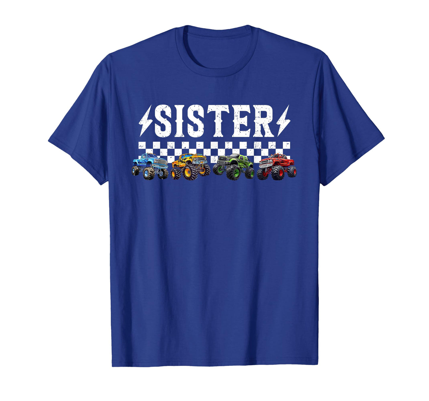 Sister Retro Monster Truck Family Crew Birthday Matching T-Shirt