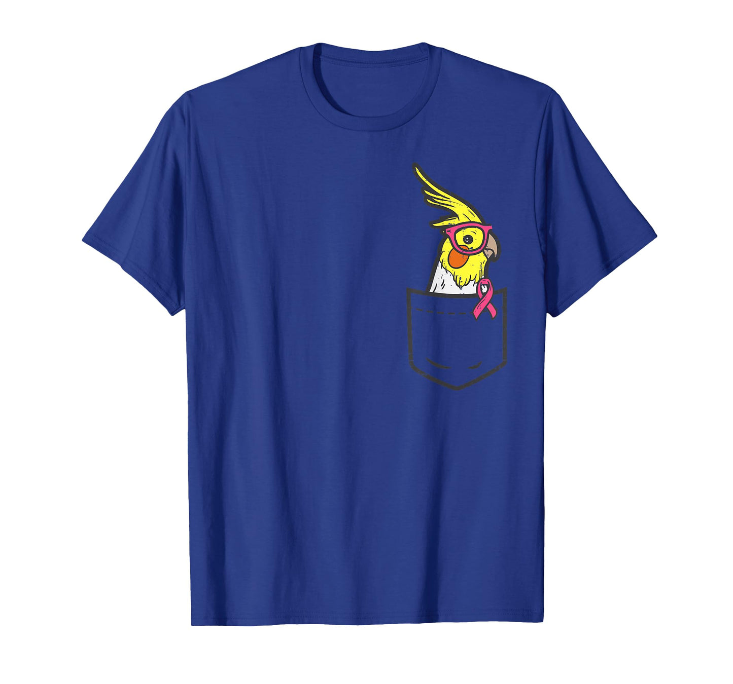 Pocket Cockatiel Bird Pink Ribbon Breast Cancer Awareness T-Shirt