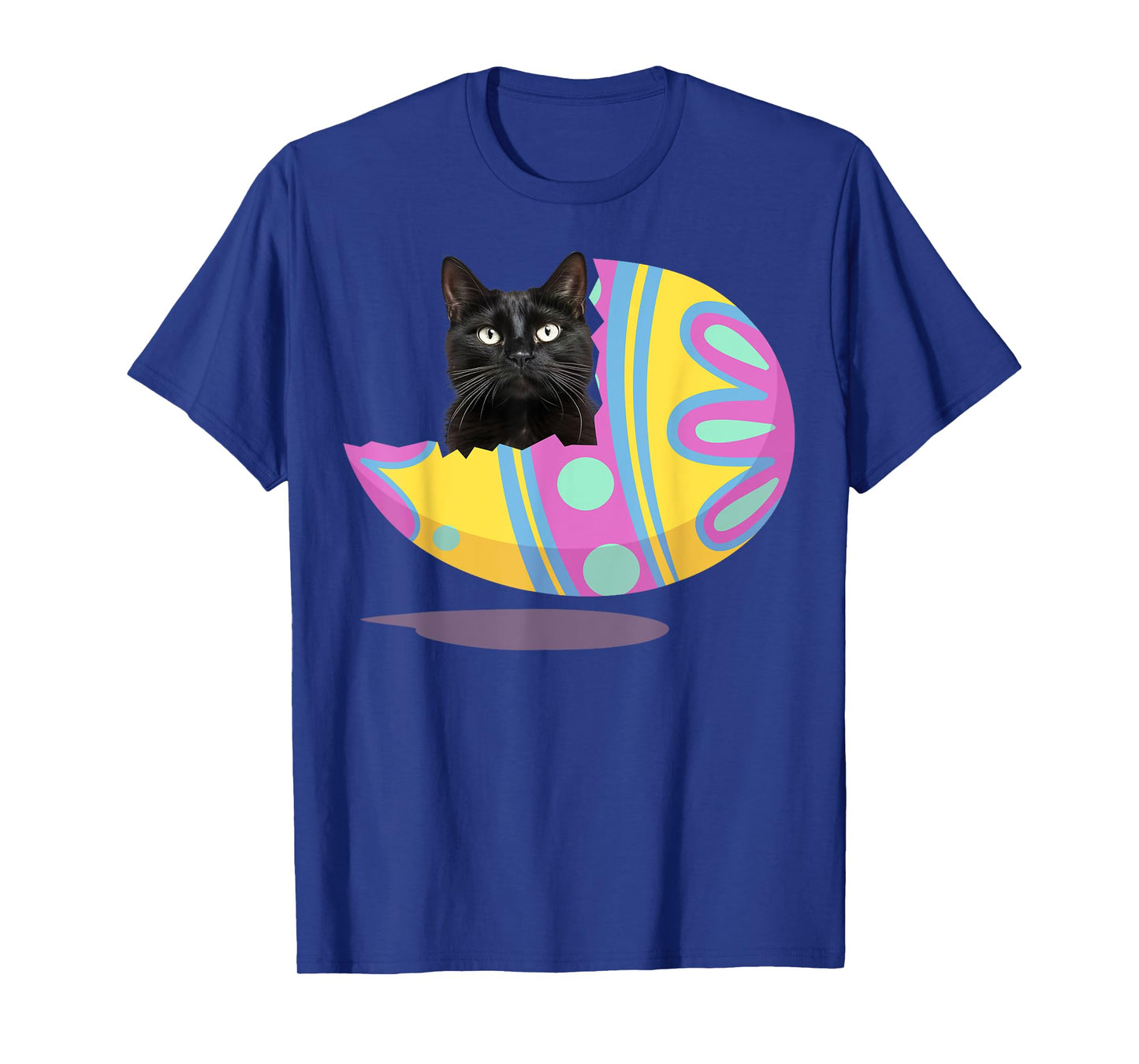 Funny Black Cat Easter Egg Happy Easter Day 2024 Men Women Girls Kids T-Shirt