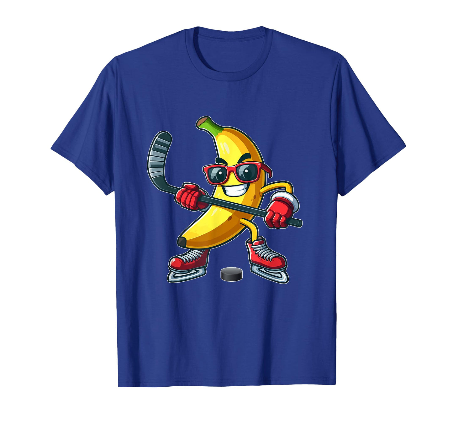 Banana Sunglasses Playing Hockey Funny Fruit Sport Player T-Shirt