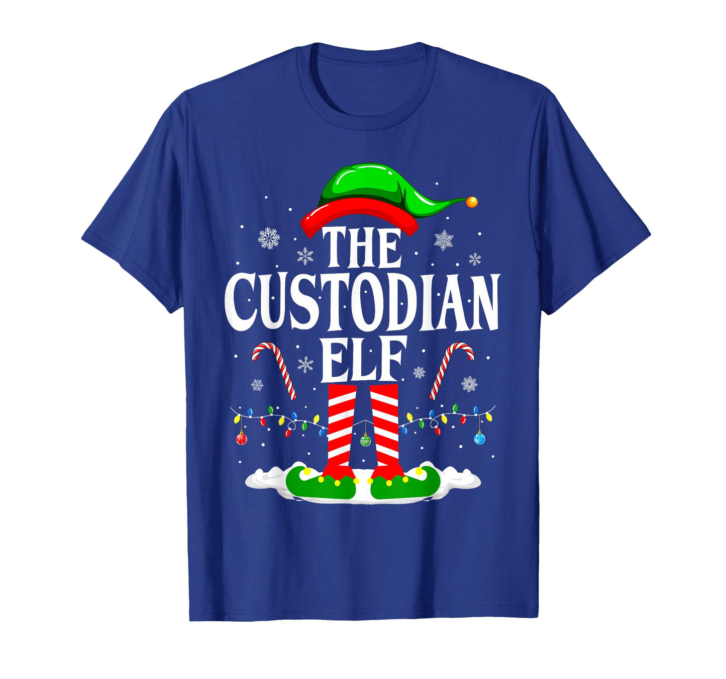 The Custodian Elf Xmas Funny Janitor Christmas Custodian T-Shirt