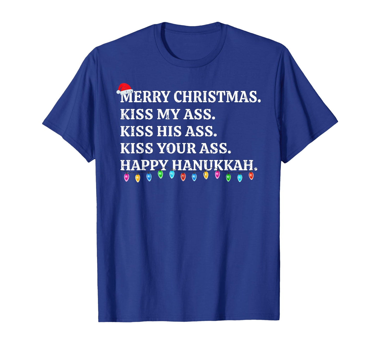 Merry Christmas Funny Kiss My Ass Xmas Men & Women Unisex-Adults T-Shirt Black Small Modern Crew Neck Short Sleeve T-Shirt Winter