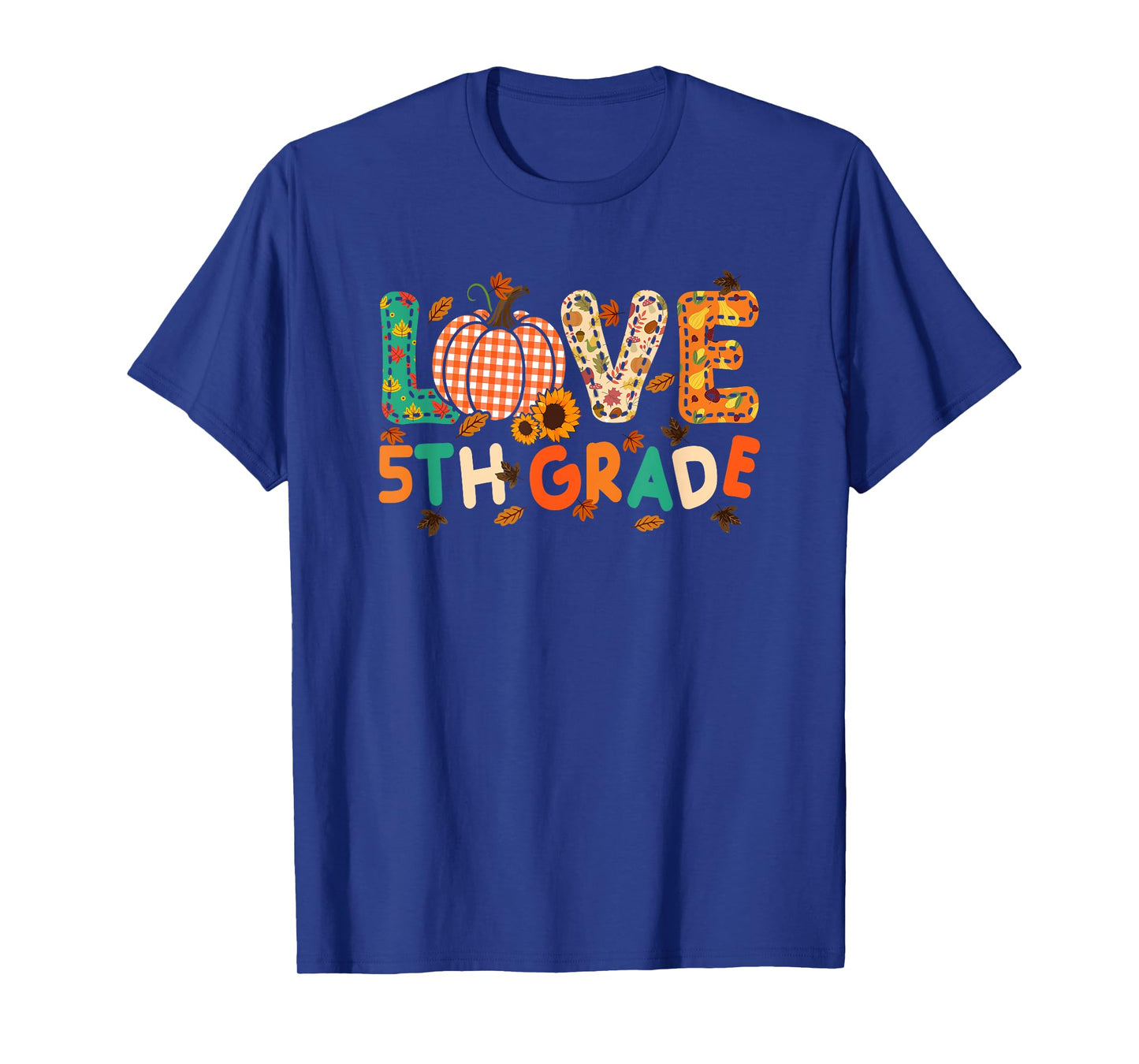 Love 5th Grade Thanksgiving Colorful Fall Leaves Teacher T-Shirt