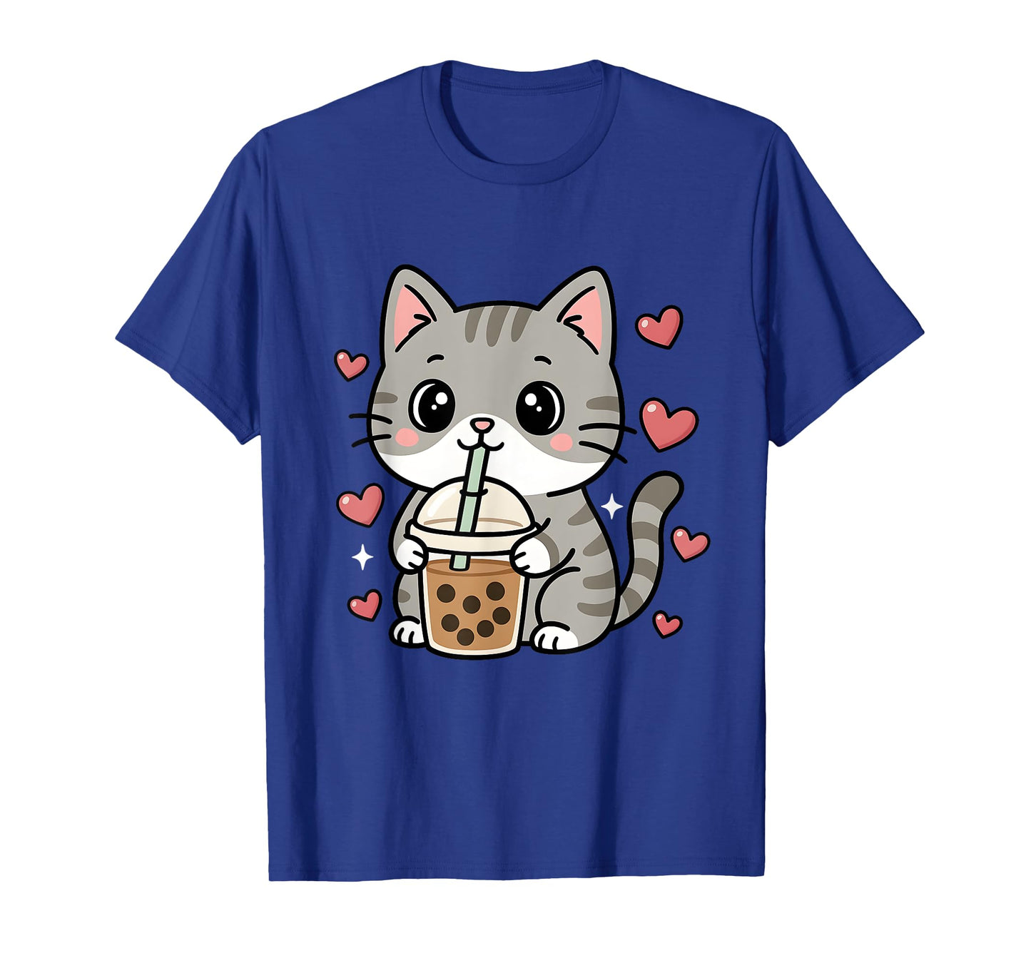 Cute Grey Cat Boba Tea Bubble Tea Anime Kawaii Neko Women T-Shirt