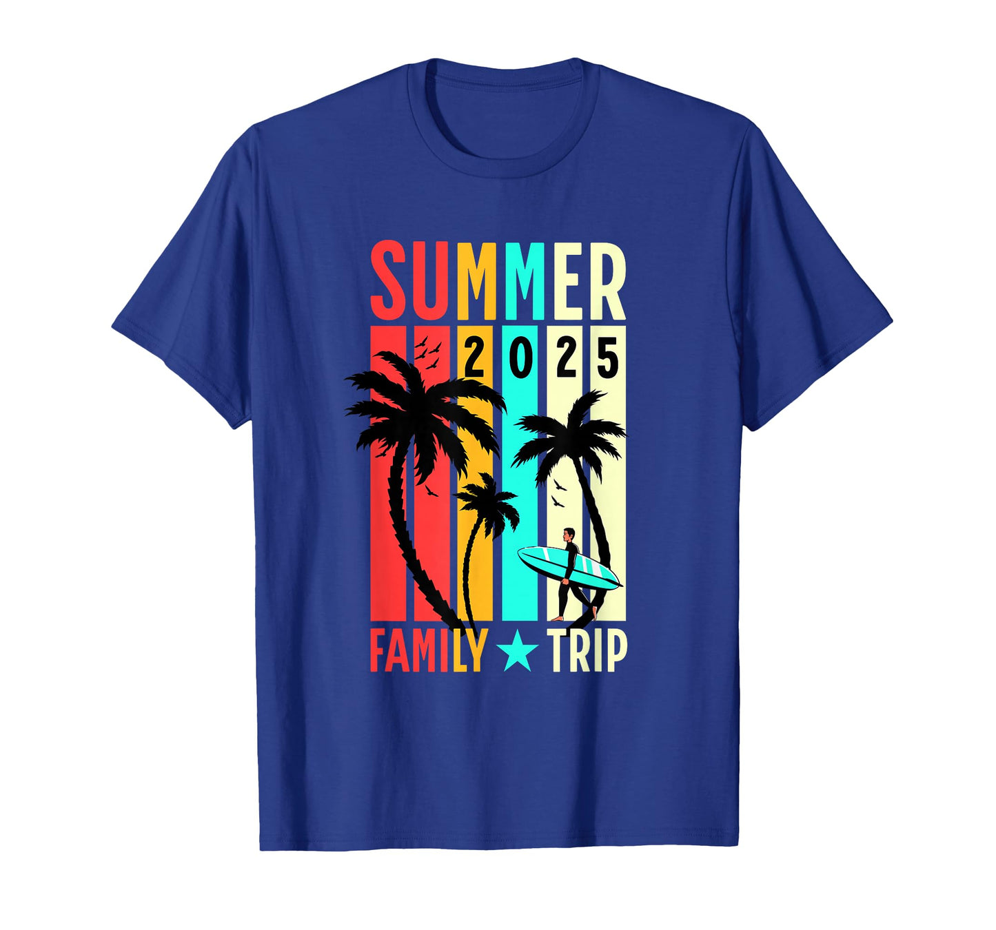 Summer 2025 Matching Family Trip Vacation Palm Trees Retro T-Shirt