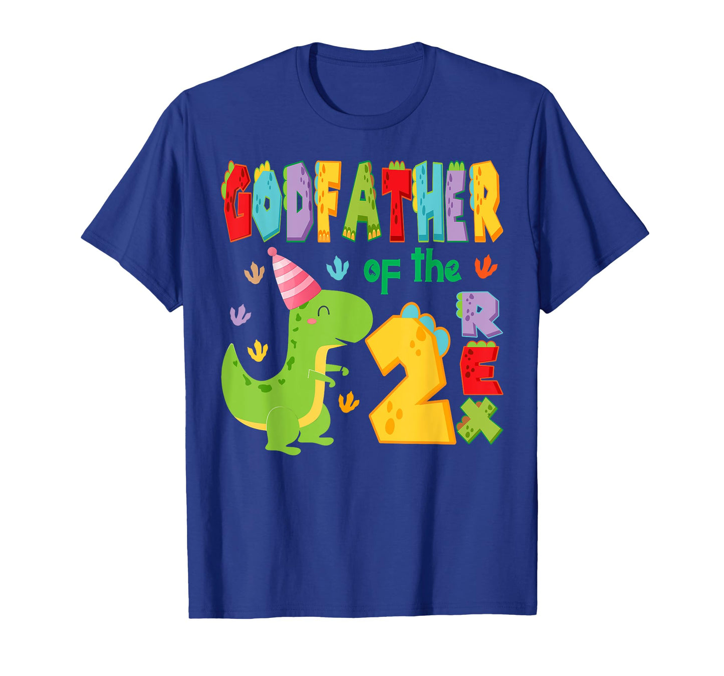Godfather of The Two Rex 2Nd Birthday Boy Dinosaur T-Rex T-Shirt