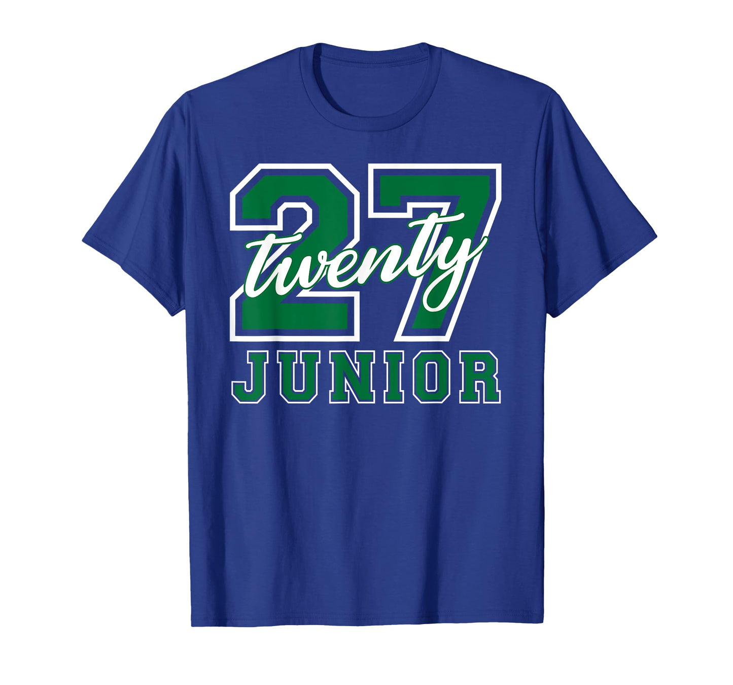 Junior Class 2027 Graduation Green White Varsity Letters T-Shirt