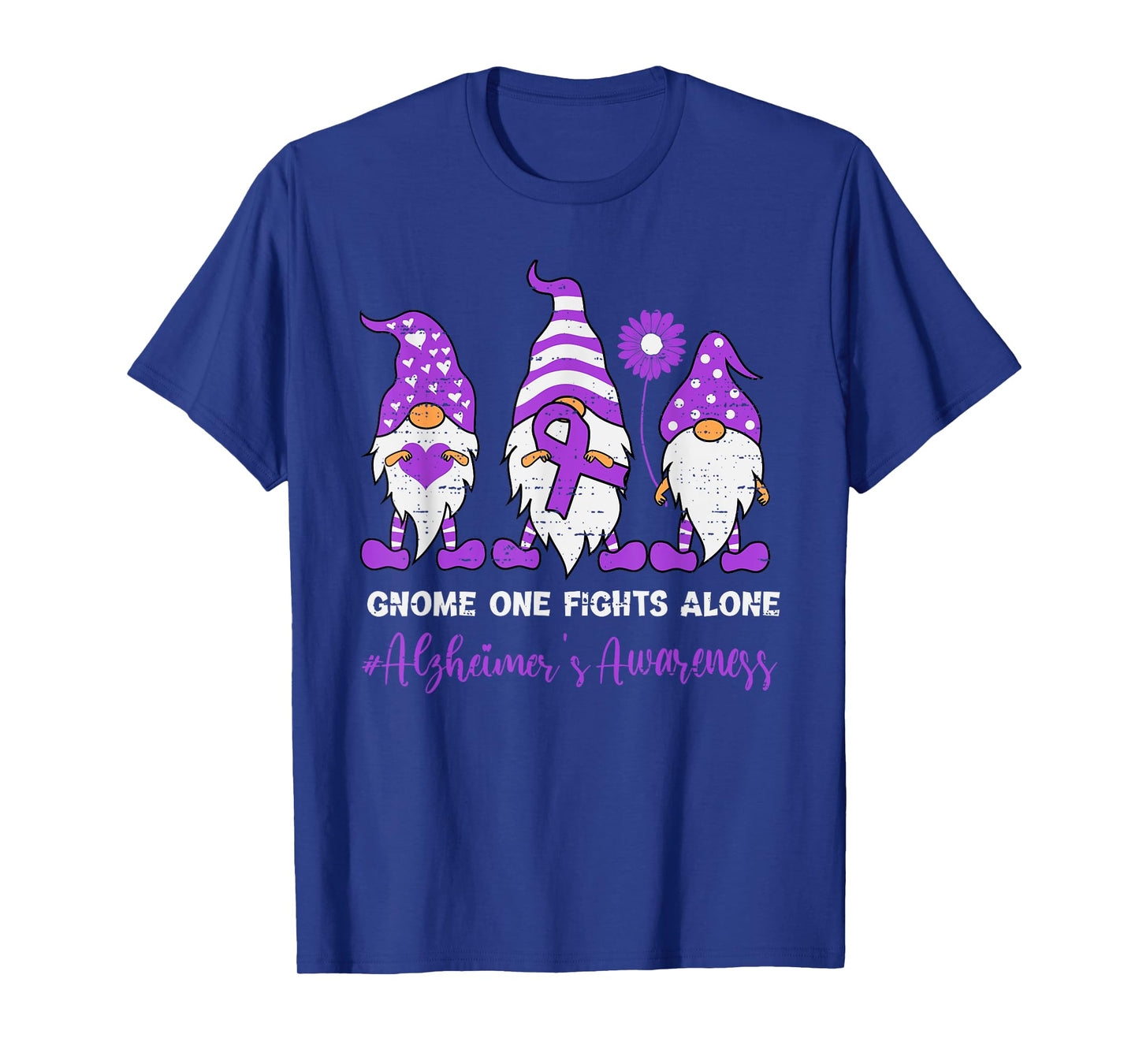 Support Alzheimer's Awareness Gnome Ribbon Purple Dementia T-Shirt