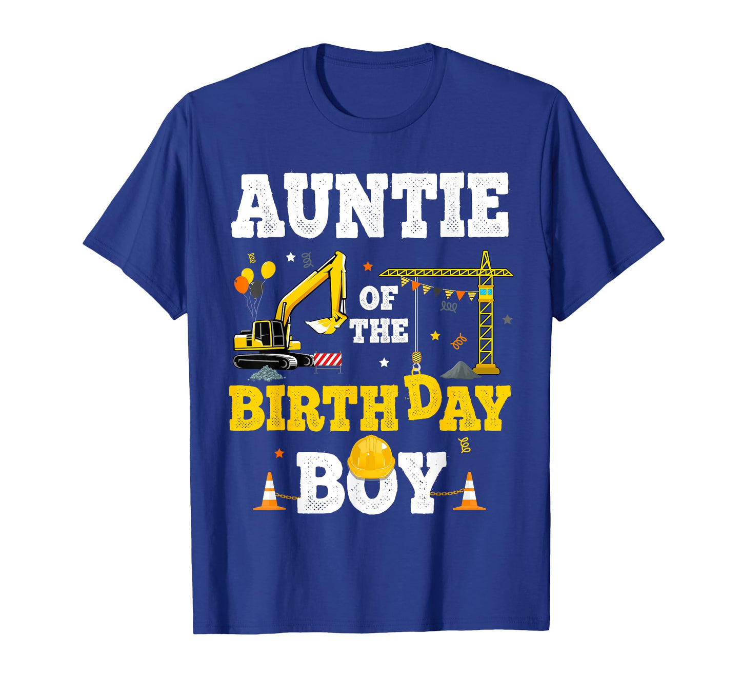 Auntie Of The Birthday Boy Construction Matching Excavator T-Shirt