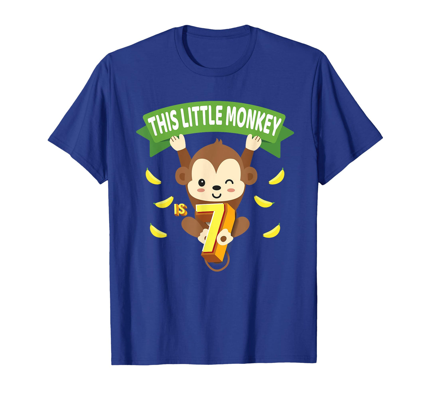 This Little Monkey Is 7 Years Old Kid 7th Birthday Monkeys T-Shirt
