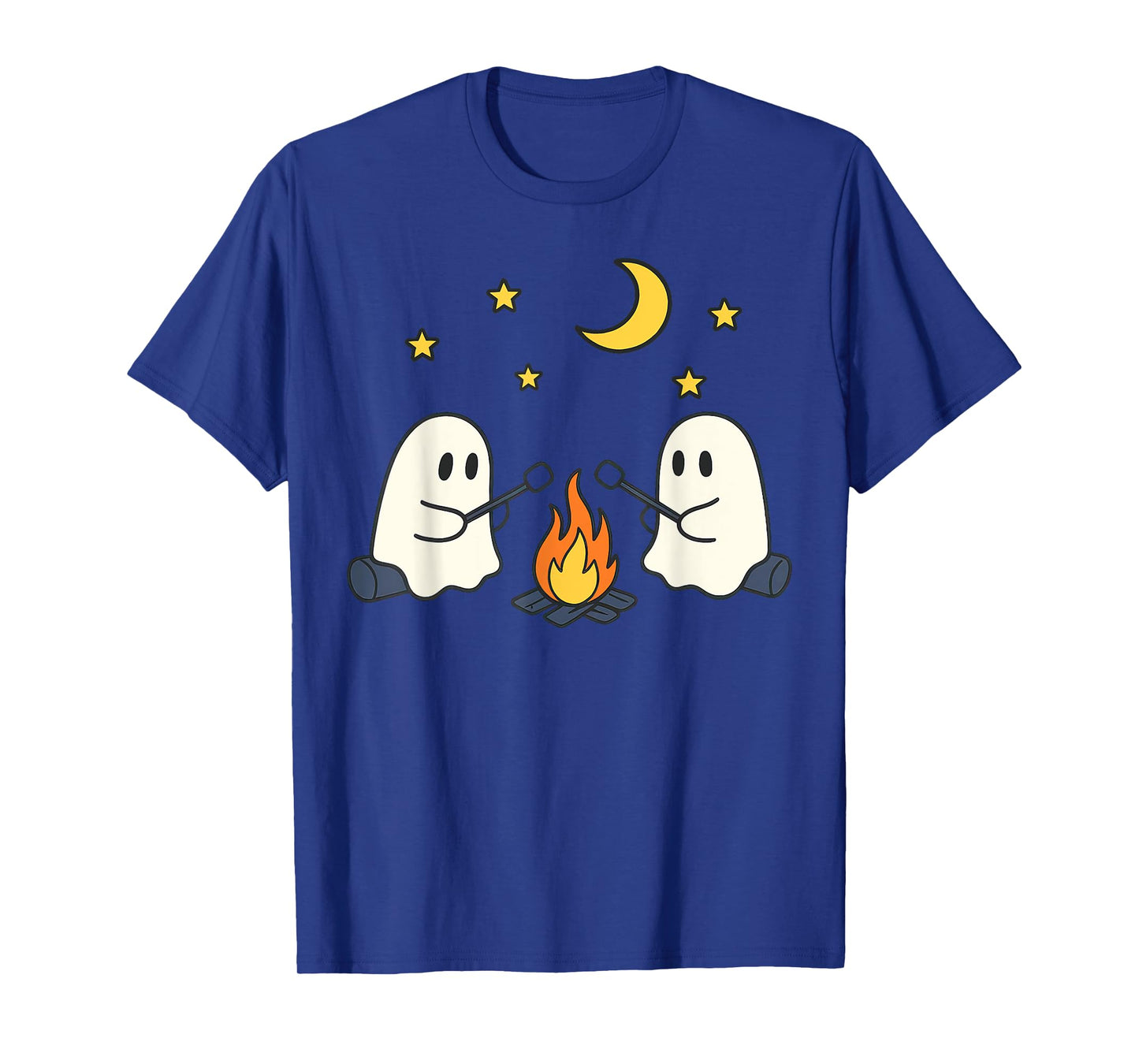 Cute Ghost Camping Campfire Halloween Marshmallow Men Women T-Shirt