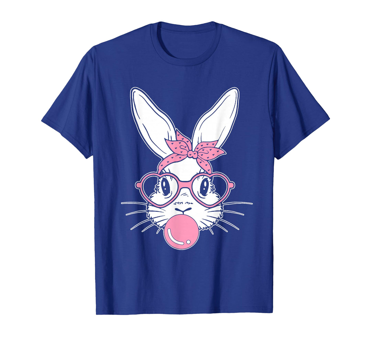 Bunny Face Easter Day Bubblegum Bandana Glasses Womens Girls T-Shirt