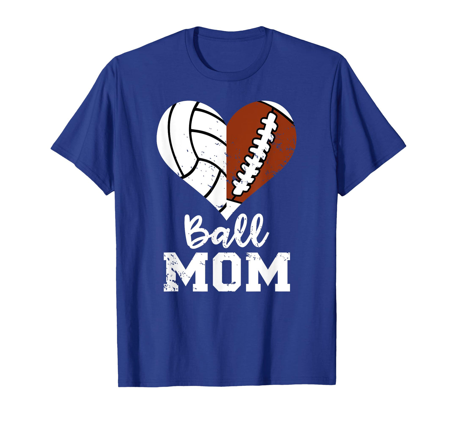 Ball Mom Heart Funny Football Volleyball Mom T-Shirt