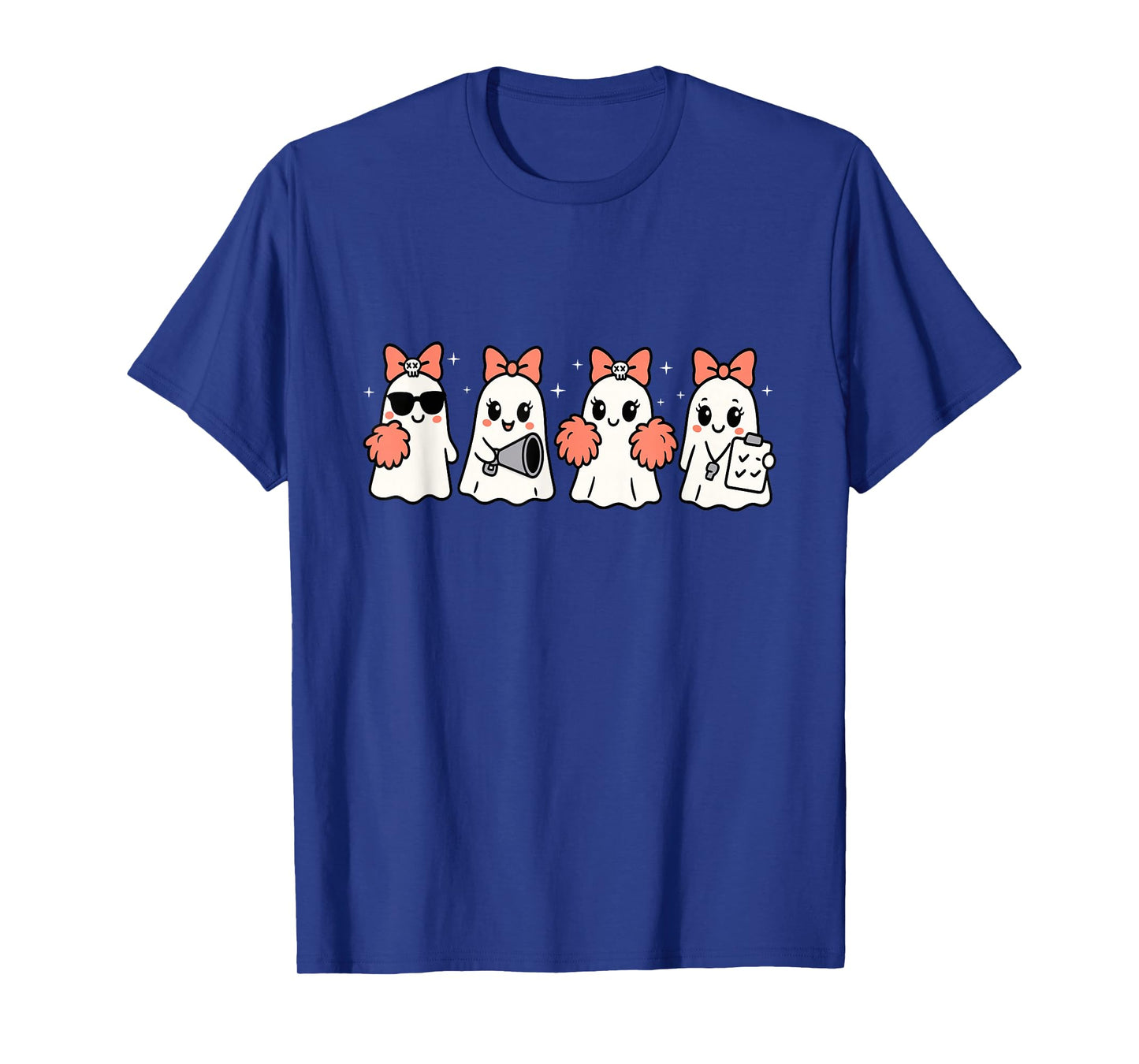 Coquette Ghost Halloween Cheerleader Club Teacher Womens T-Shirt