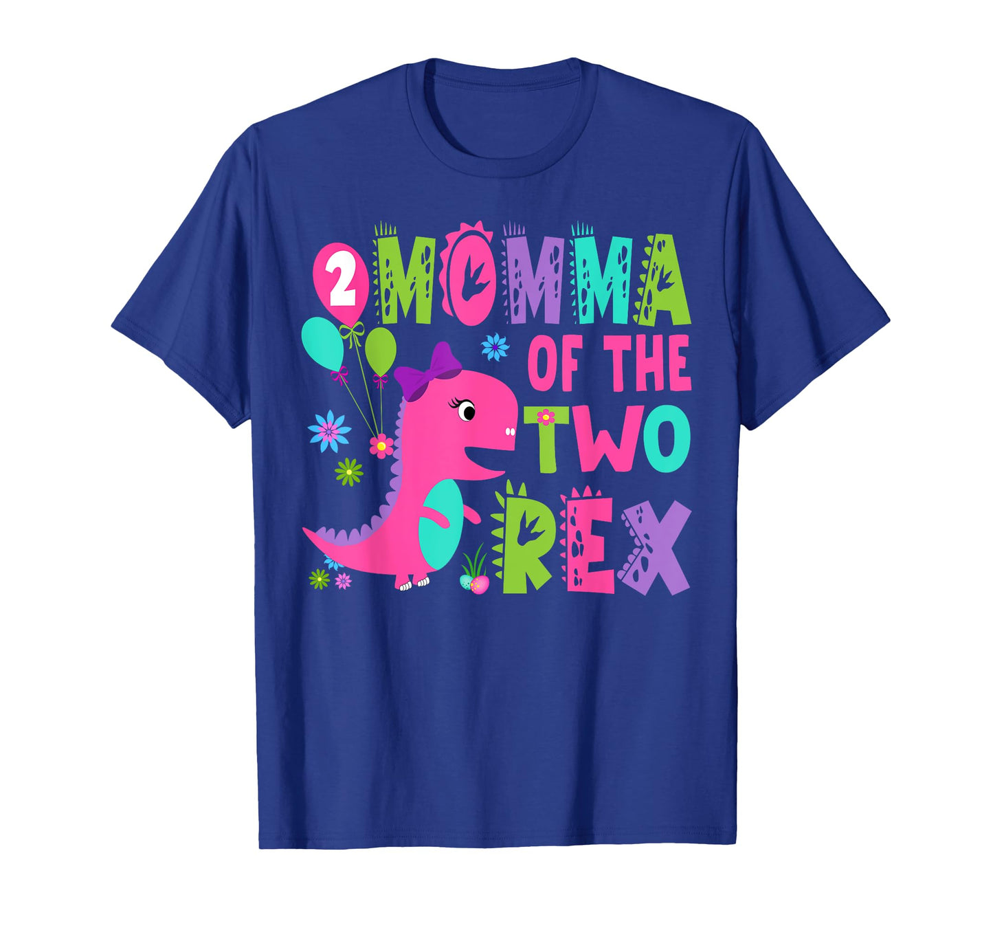 Momma Of The Two Rex 2Nd Birthday Boy Dinosaur T-Rex T-Shirt