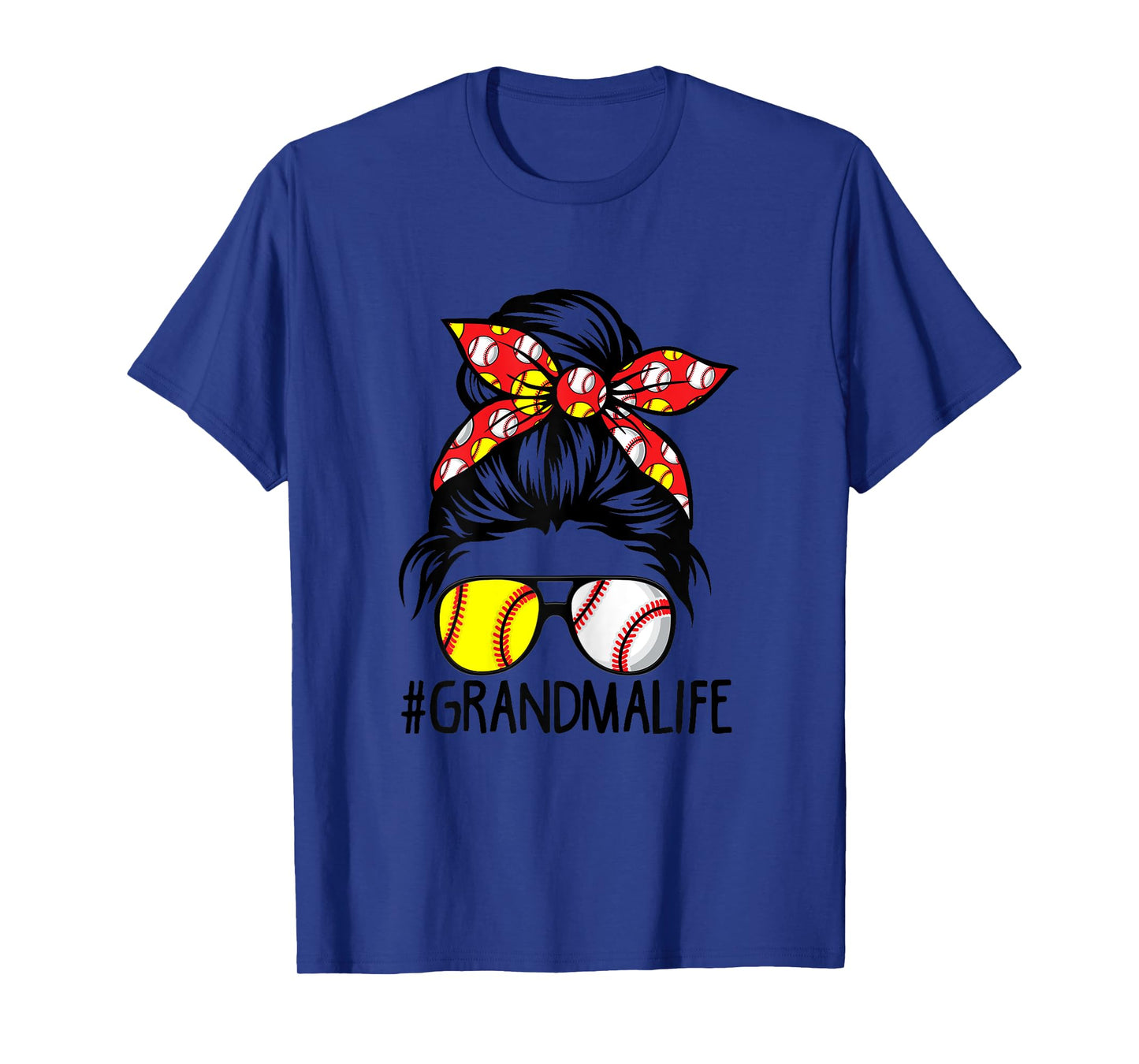 Dy Messy Bun Mothers Day Softball Baseball Grandma Life T-Shirt