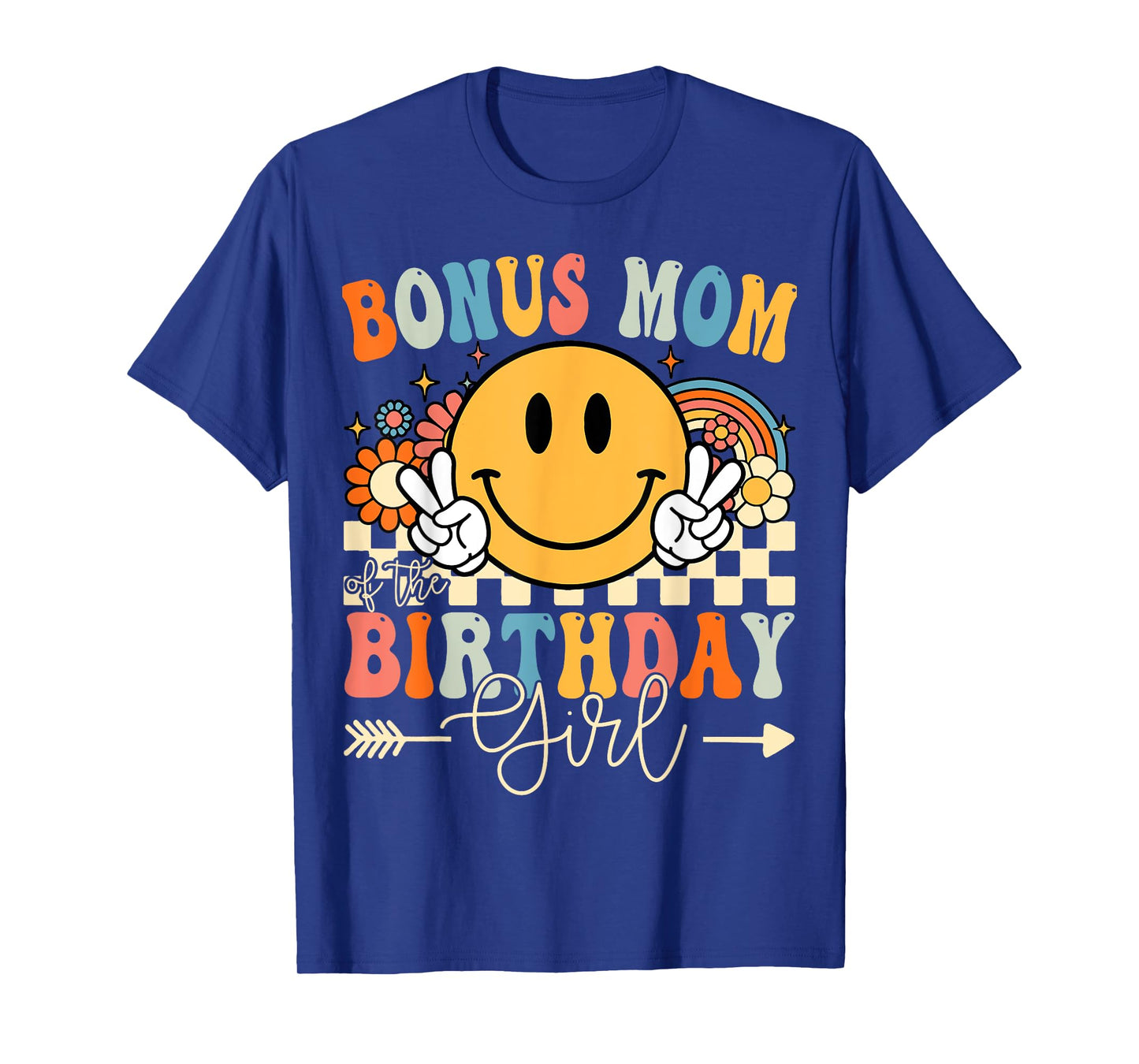 Bonus Mom Of The Birthday Girl Groovy Retro Vintage T-Shirt